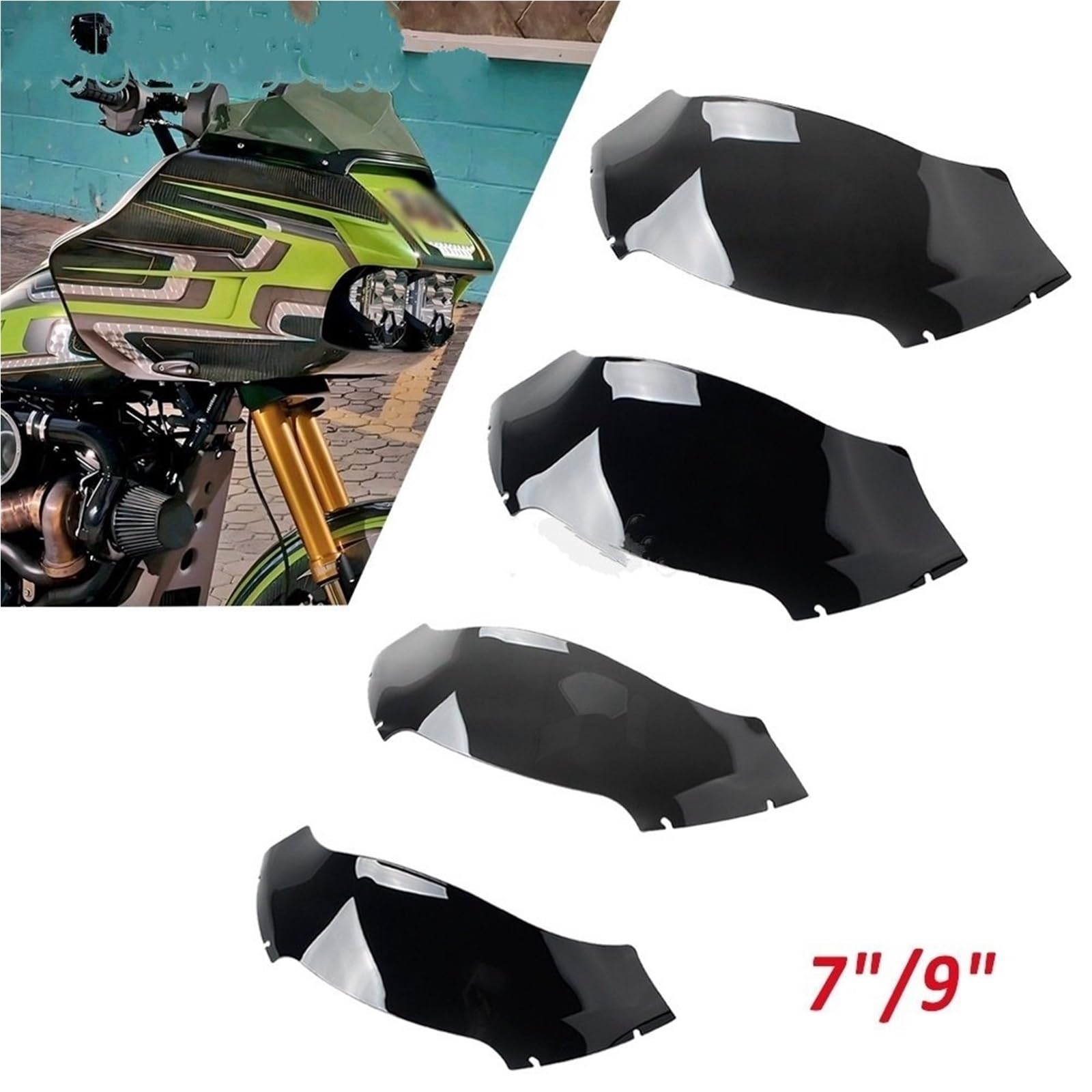 deflektor powietrza Pasuje do Harley Touring Road Glide FLTRX, owiewka, górna szyba, deflektor szyby przedniej, płyta 2015-2023 Deflektor motocykla(7inch Dark Grey)