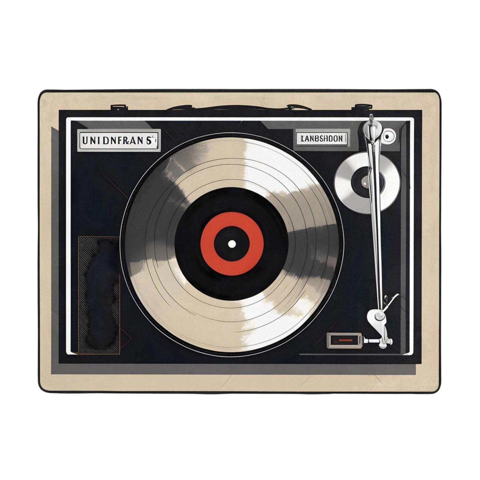 Tapis disques vinyles vintage 160x122 cm antidérapant pour la décoration du salon