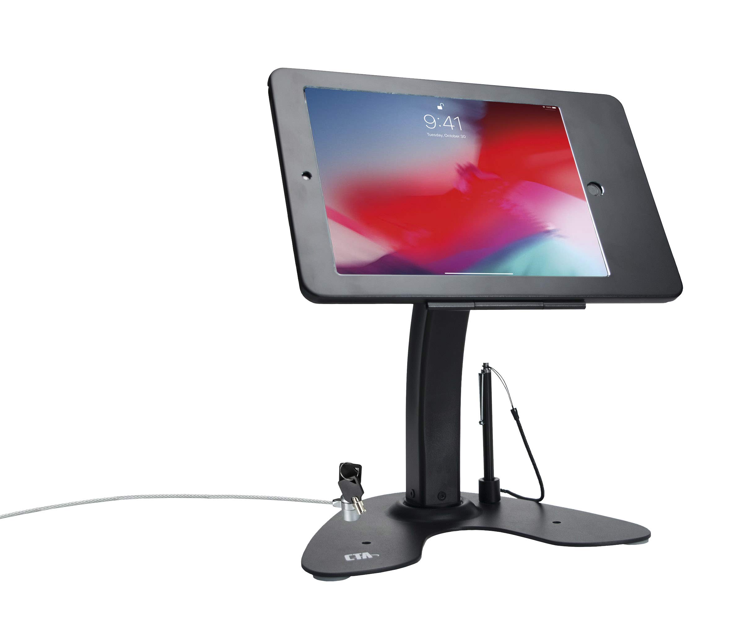 Dual Kiosk Stand – CTA Security Stand with Locking Case, Cable, Stylus, Tether, and 360-Degree Rotating Base for iPad Pro 10.5”, iPad Air 3 (PAD-ASKTB) – Black