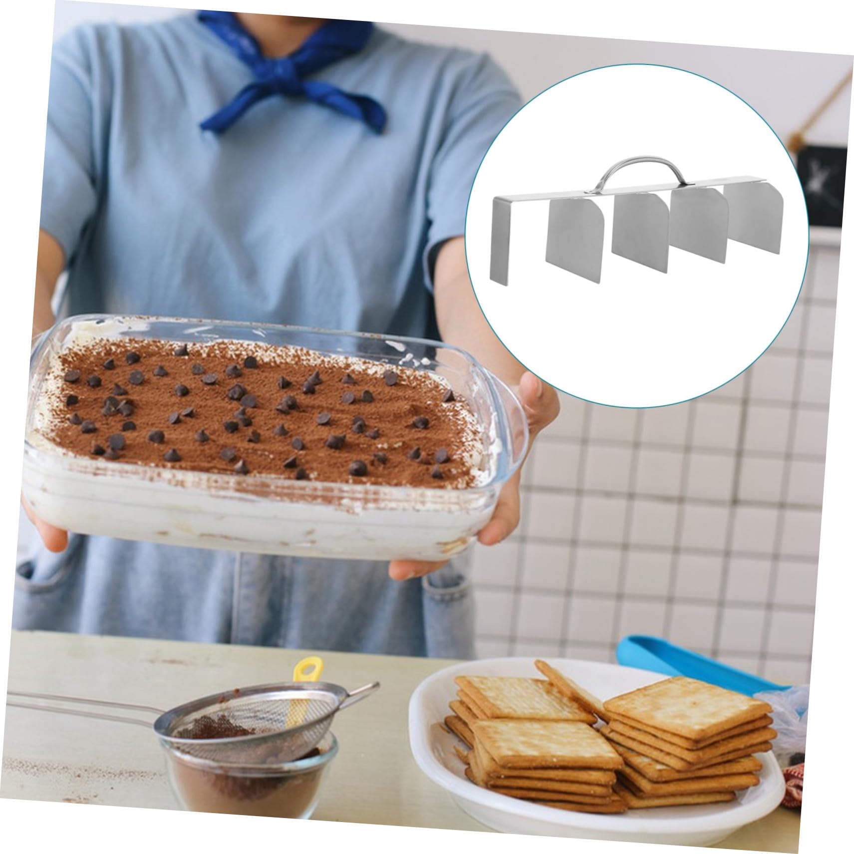 Coupe-moule à Tiramisu En Acier Inoxydable 40×9,5 Cm Outil De Découpe Gâteau 5 Parts Égales Ustensile Pâtisserie Hygiénique Pratique Pour Desserts Et Réceptions