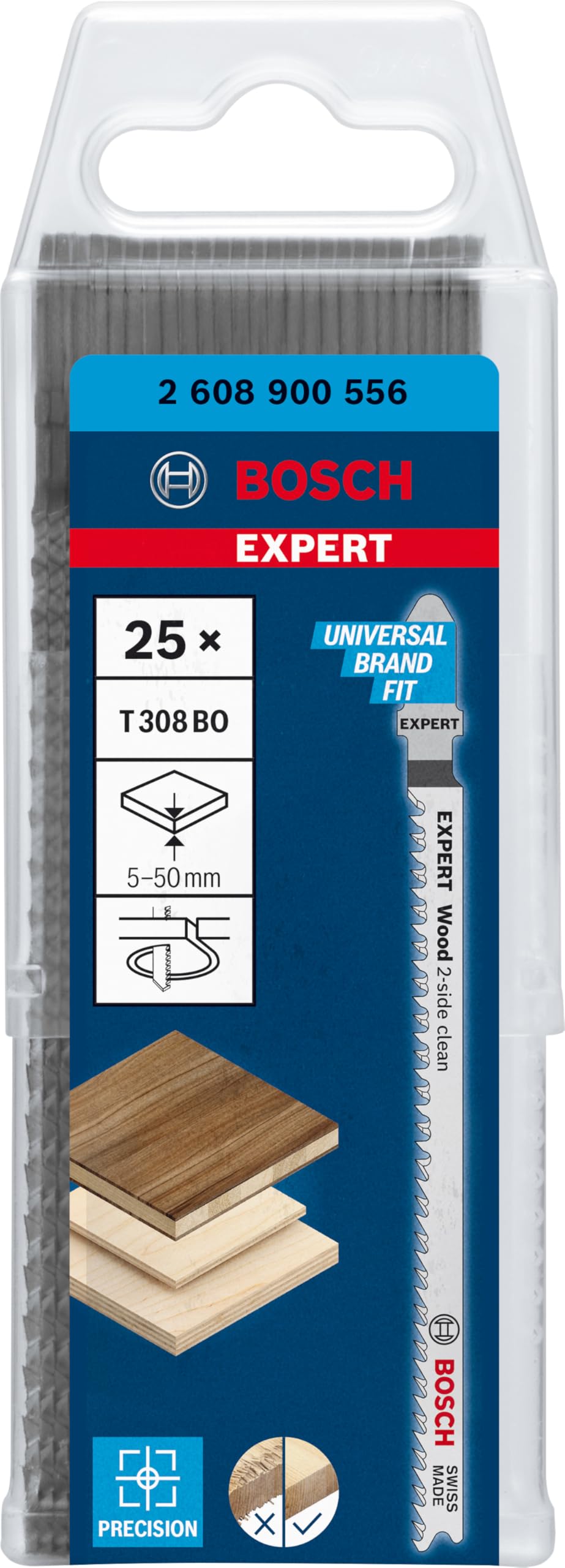 Bosch 25x Lame de scie sauteuse EXPERT Wood 2-side clean T308BO