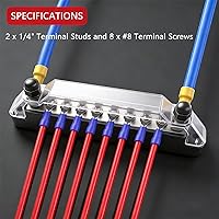 Vista 3 de Barra de bus marina de 150 A 12 V, bloque de distribución de energía de 1/4 pulgadas, barra de bus de batería, bloque de terminales de barra