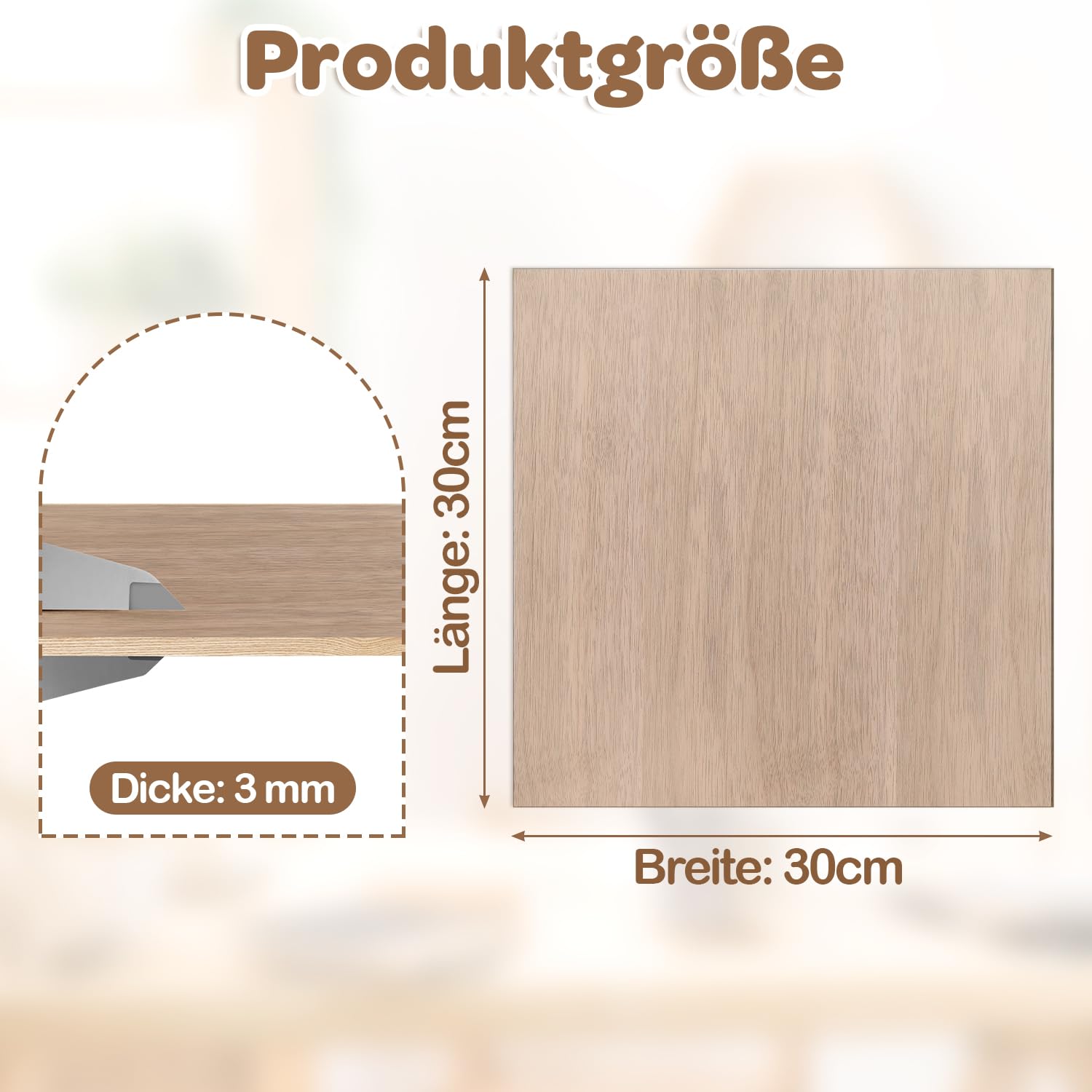 Pannello di compensato 3 mm, 300 x 300 mm, 50 pezzi, per lavori di bricolage, per modellismo, taglio laser, incisione per legno, pittura a olio fai da te