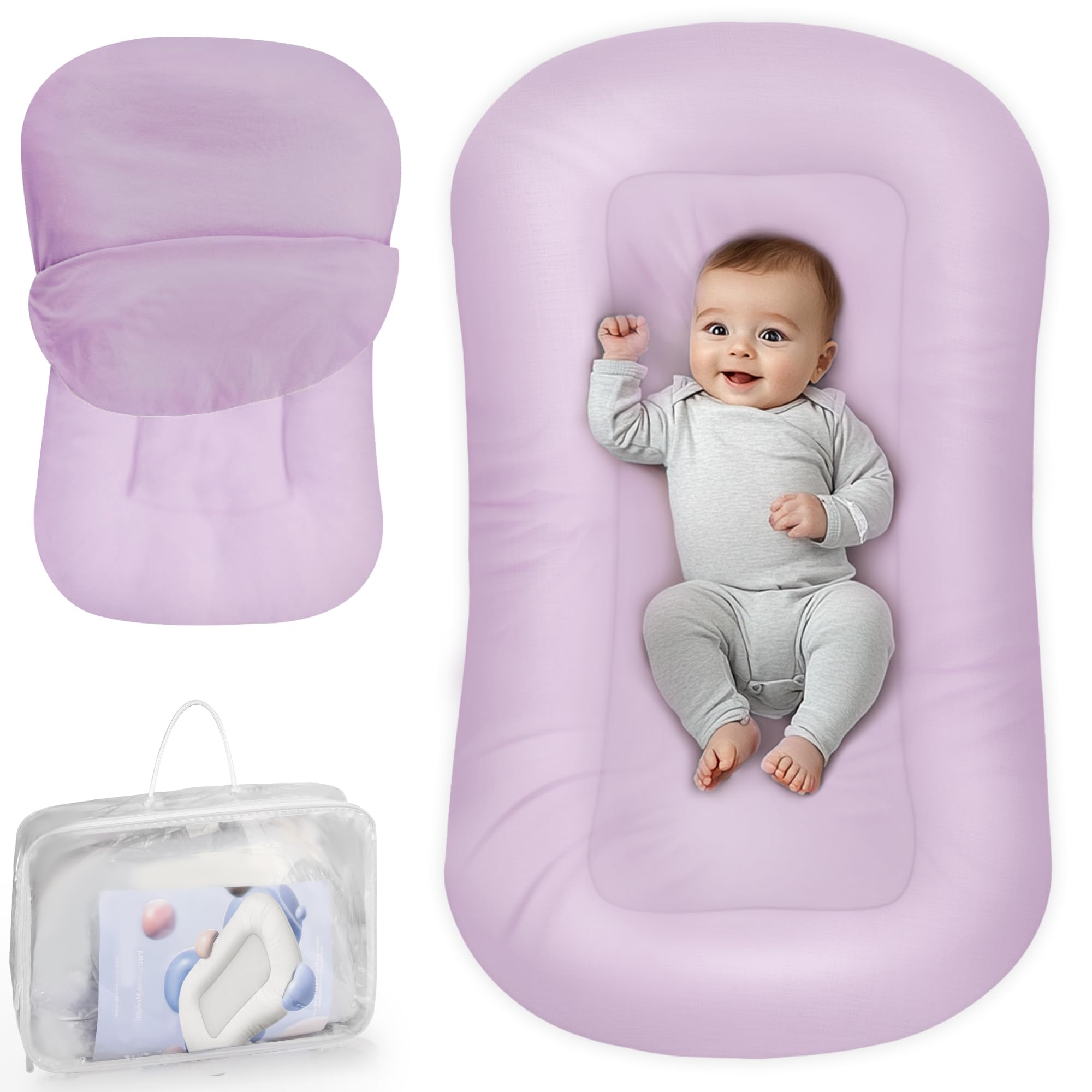 Infant Support Cushion - Baby Support Cushion for Newborn, 0-24 Months, Portable Tummy Time Mat for Home and Travel, Soft Cotton, Supervised Use, Baby Essentials Gift, Pink (Cover Included) — view 12