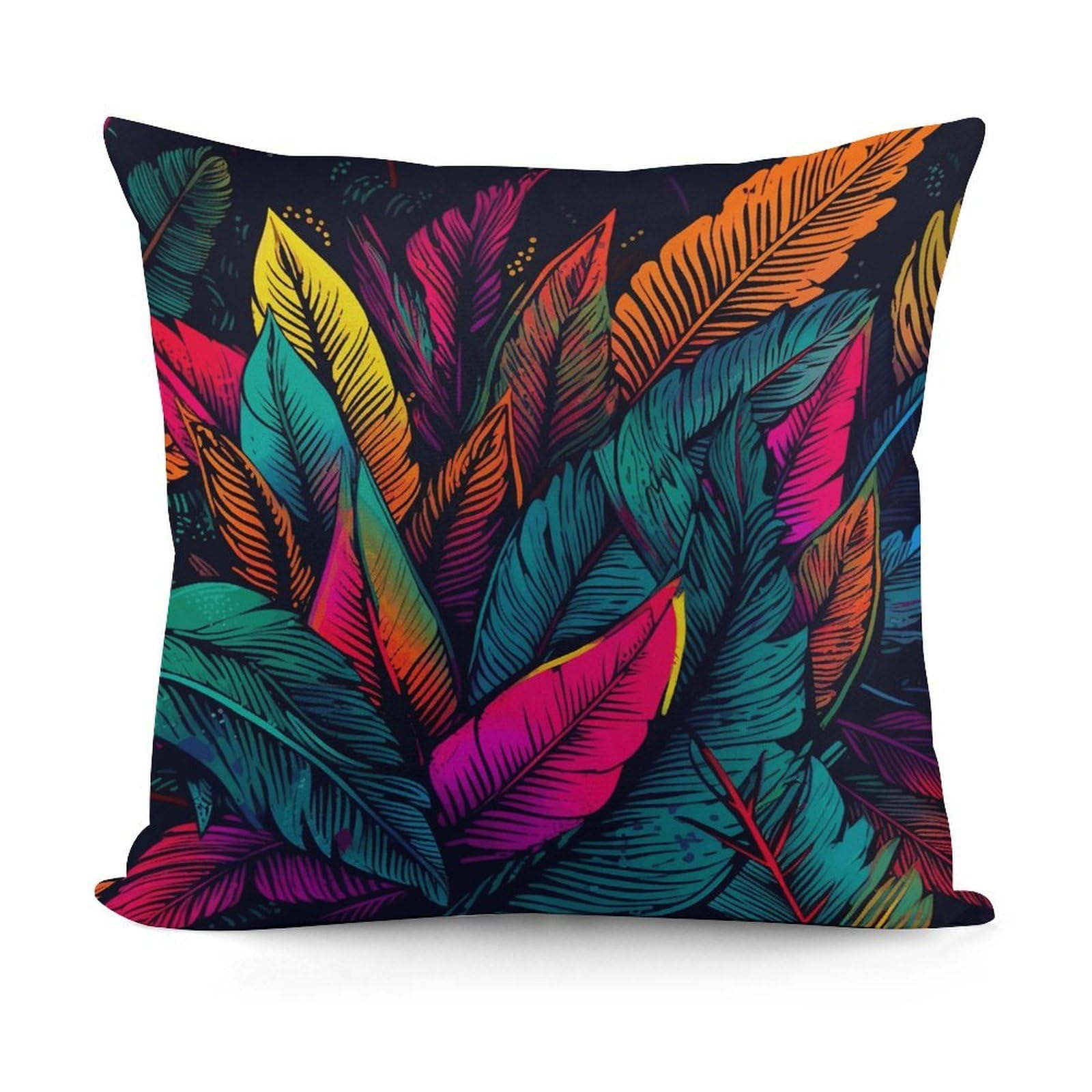 VstaDank Decorative Colorful Tropical Leaves Pattern Throw Pillow Covers Luxury Soft Pillowcases Fluffy Plush Accent Pillow Cases Personalized Square Lumbar Pillows Shells for All Seasons 18" X 18"