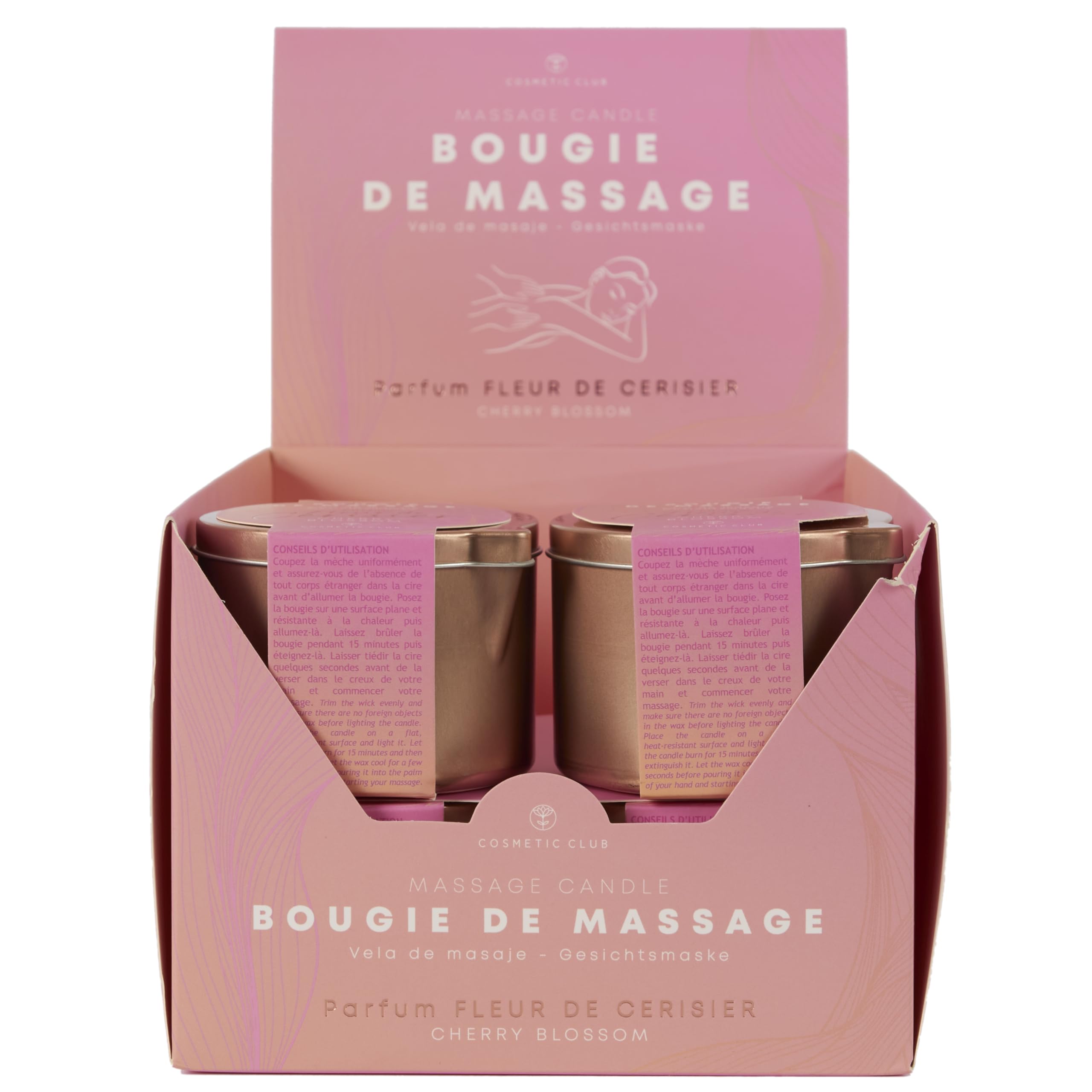 COSMETIC CLUB - SC40049, Vela de Masaje Flor de Cerezo 140G, Aroma Envolvente de Flor de Cerezo, Cuidado de Belleza Relajante, Uso Fácil y Momentos de Compañía