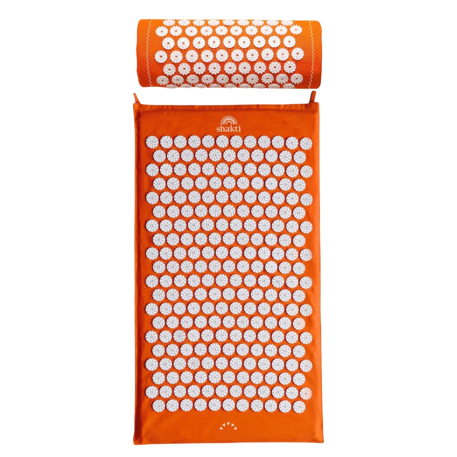 ShaktiMat [Das Original seit 2007] Akupressurmatte und Akupressurkissen zur Entspannung für Rücken, Nacken, Füße, Ethische Handarbeit, GOTS-zertifizierte Bio-Baumwolle, Orange