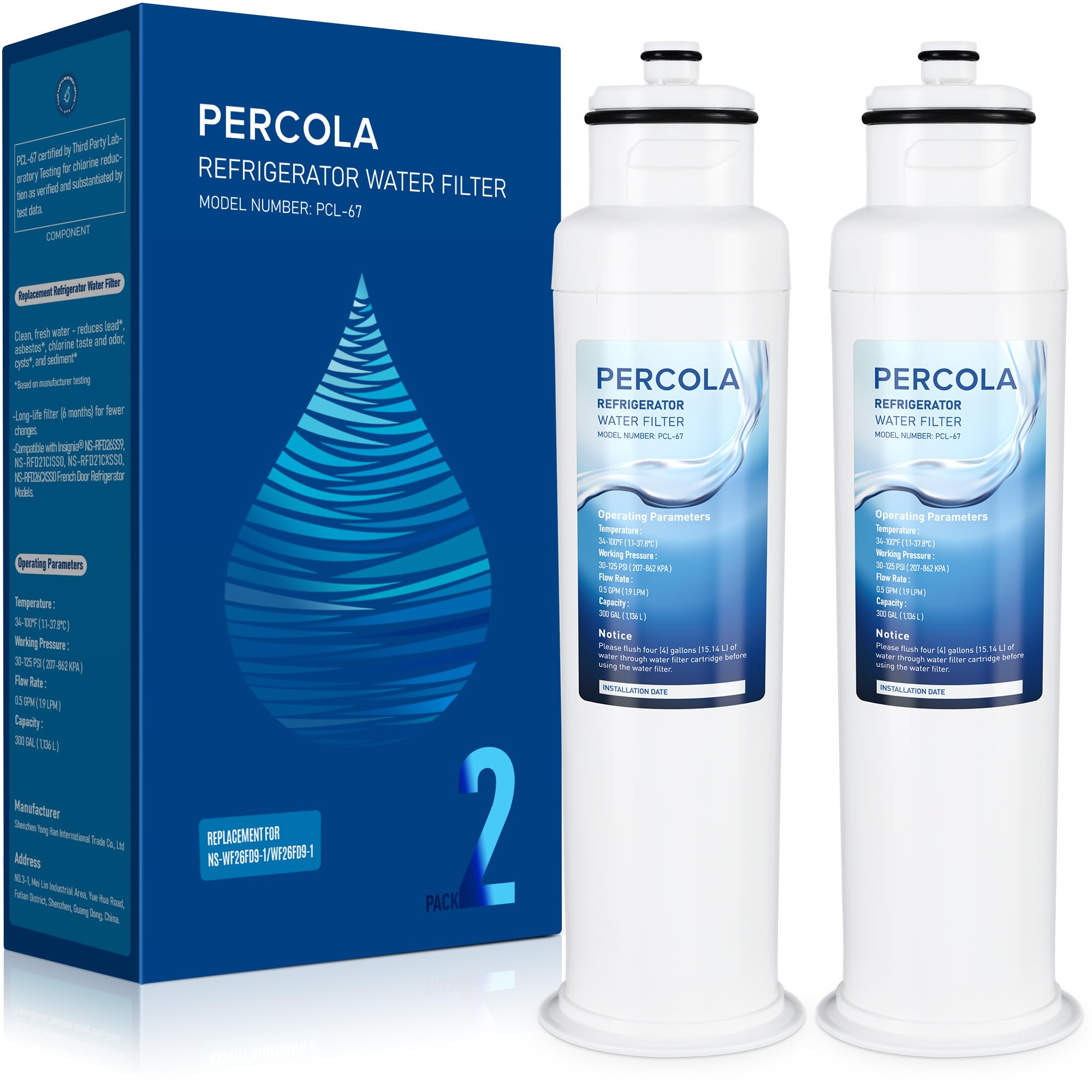 Amazon.com: PERCOLA NS-WF26FD9-1/WF26FD9-1 Water Filter, 2- Pack