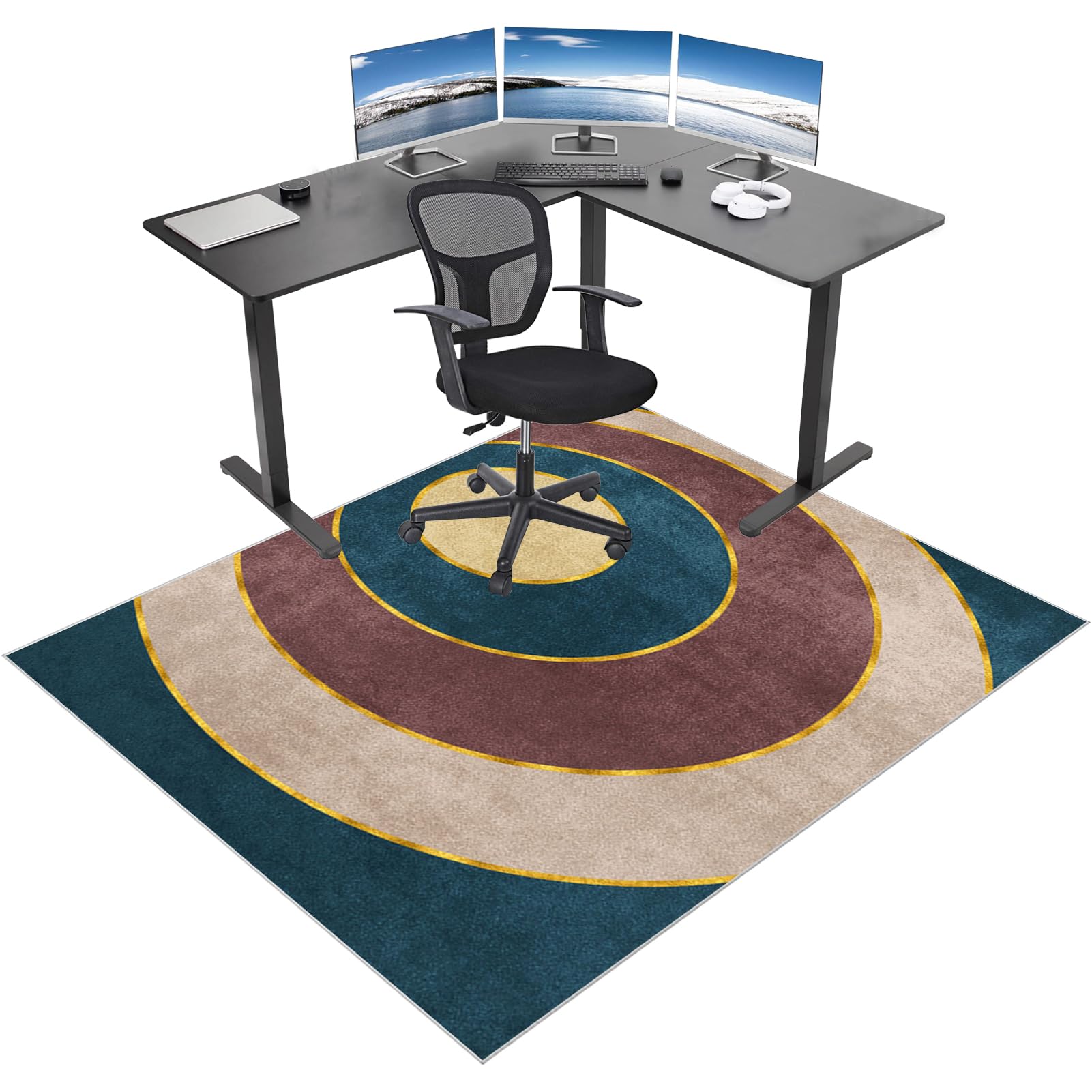 Tapis de chaise de bureau gaming 90x140 cm pour moquette et sol en bois
