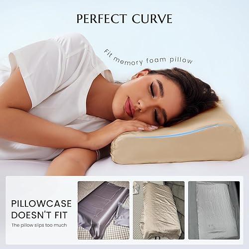 Miniatura 2 de THXSILK 19 Momme - Funda de almohada 100% seda de morera para almohada de espuma viscoelástica de contorno, funda de almohada de contorno, funda de