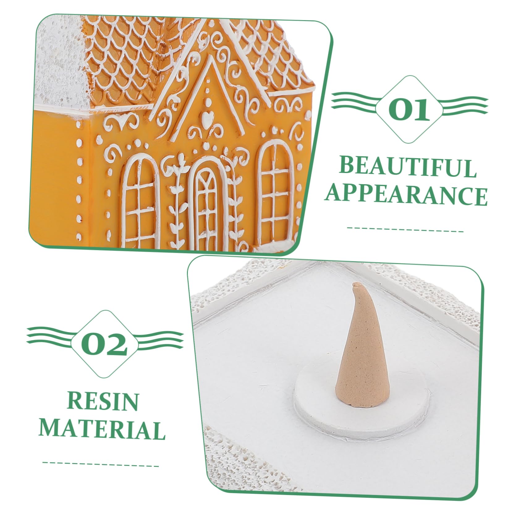 Porta Incenso a Cono Casetta Pan di Spezie in Resina 1 Pezzo | Stile Cavo Creativo, Design Classico Artistico, per Ambienti Domestici e Idea Regalo per Amici