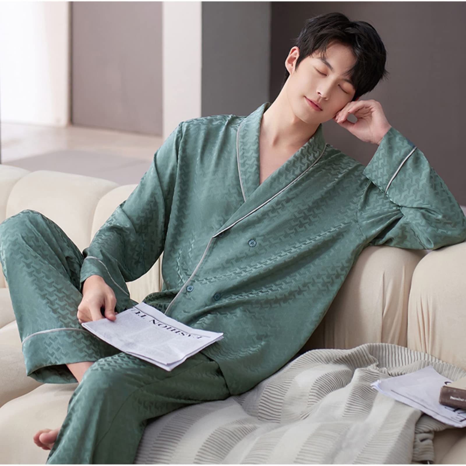 Pyjama Homme Longue Soie Glacée – Haut + Bas Thermique Neuf Avec étiquettes