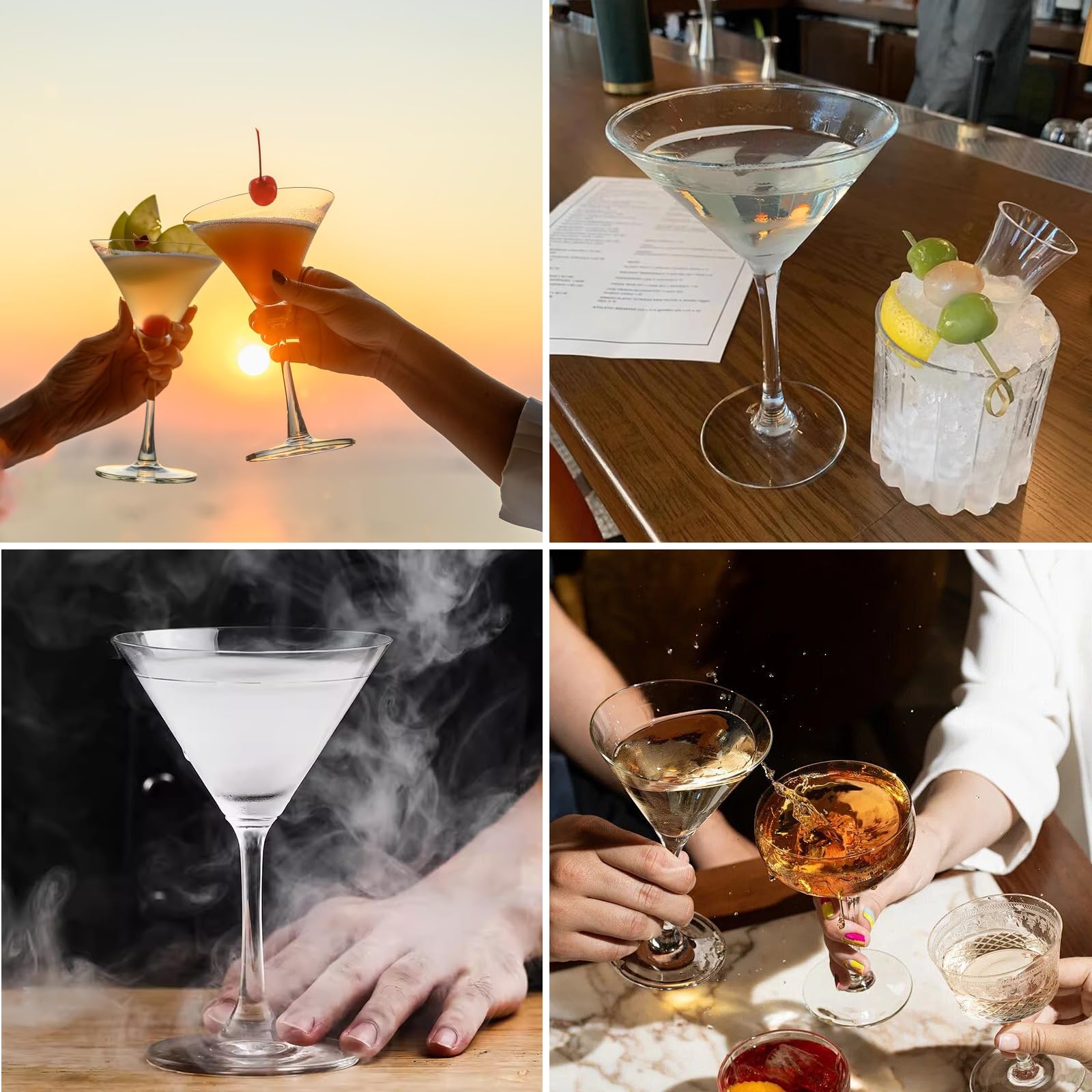 CYEER Lot de 6 Verres à Martini 190ml, Verres à Cocktail Élégants en Cristal Sans Plomb, Forme en V Classique pour Espresso Martini, Cosmopolitan et Manhattan, Résistants au Lave-Vaisselle