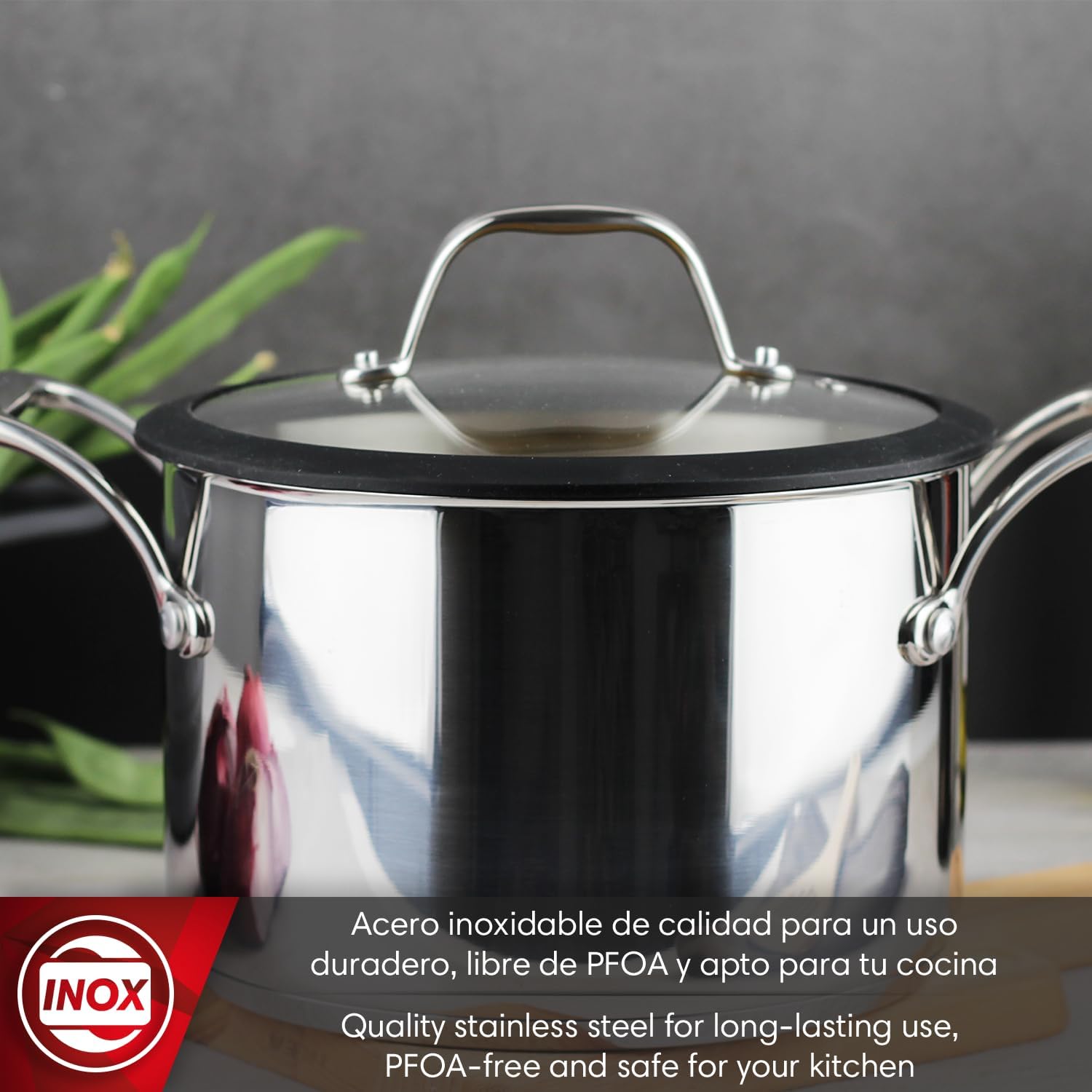MAGEFESA Balance 7.9-inch Stainless Steel Stockpot with Lid, 4.3 Quarts, Suitable for All types of Stovetops including Induction, Dishwasher and Oven Safe up to 200°F
