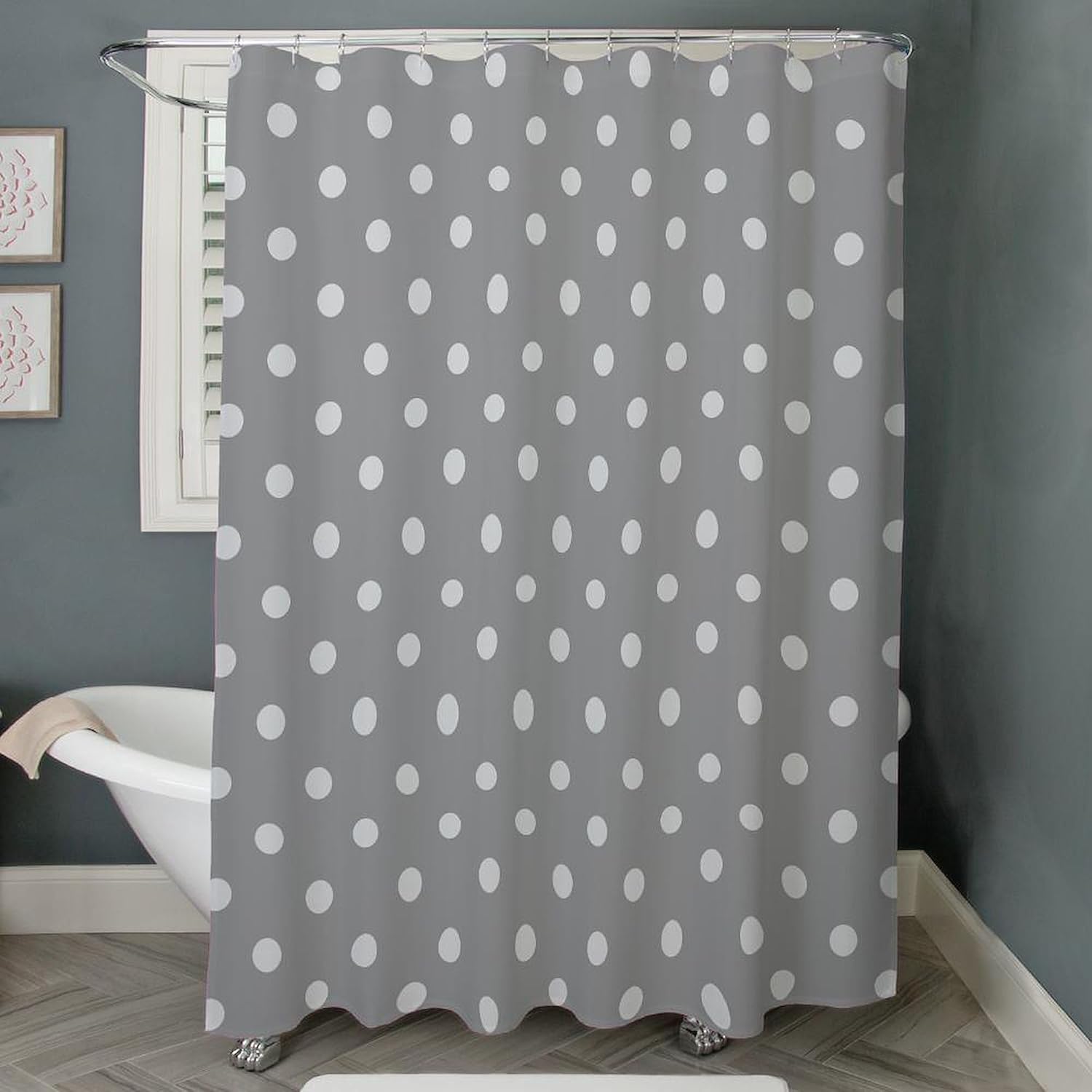 CafePress Grey Polka Dots Decorative Fabric Shower Curtain