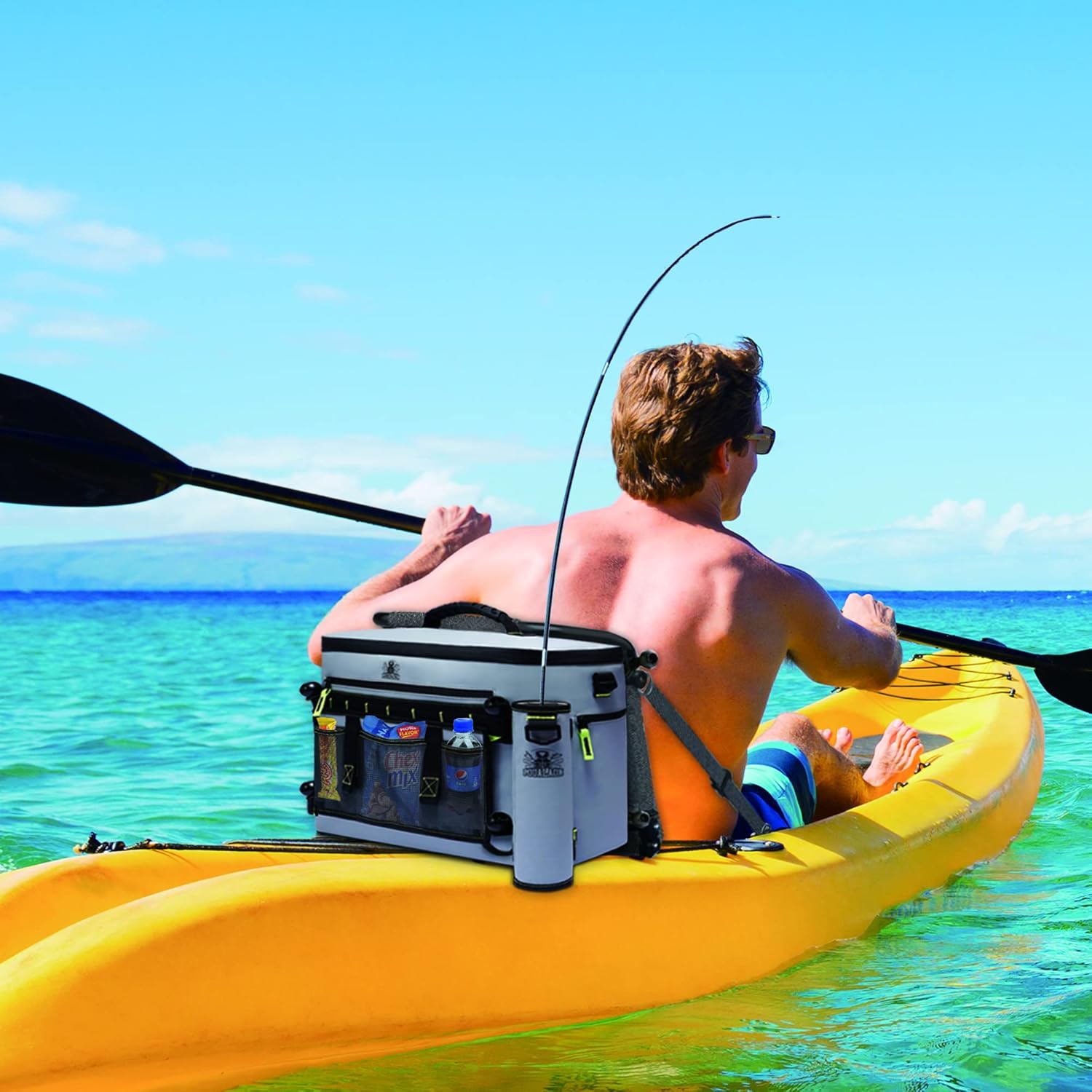 POUALAON Kayak Cooler Behind Seat | Waterproof Kayak Cooler with Rod Holder | Cooler for Kayak Seat to Keep Drinks Cool for Travel, Camping | Essential Kayak Accessories : Sports & Outdoors