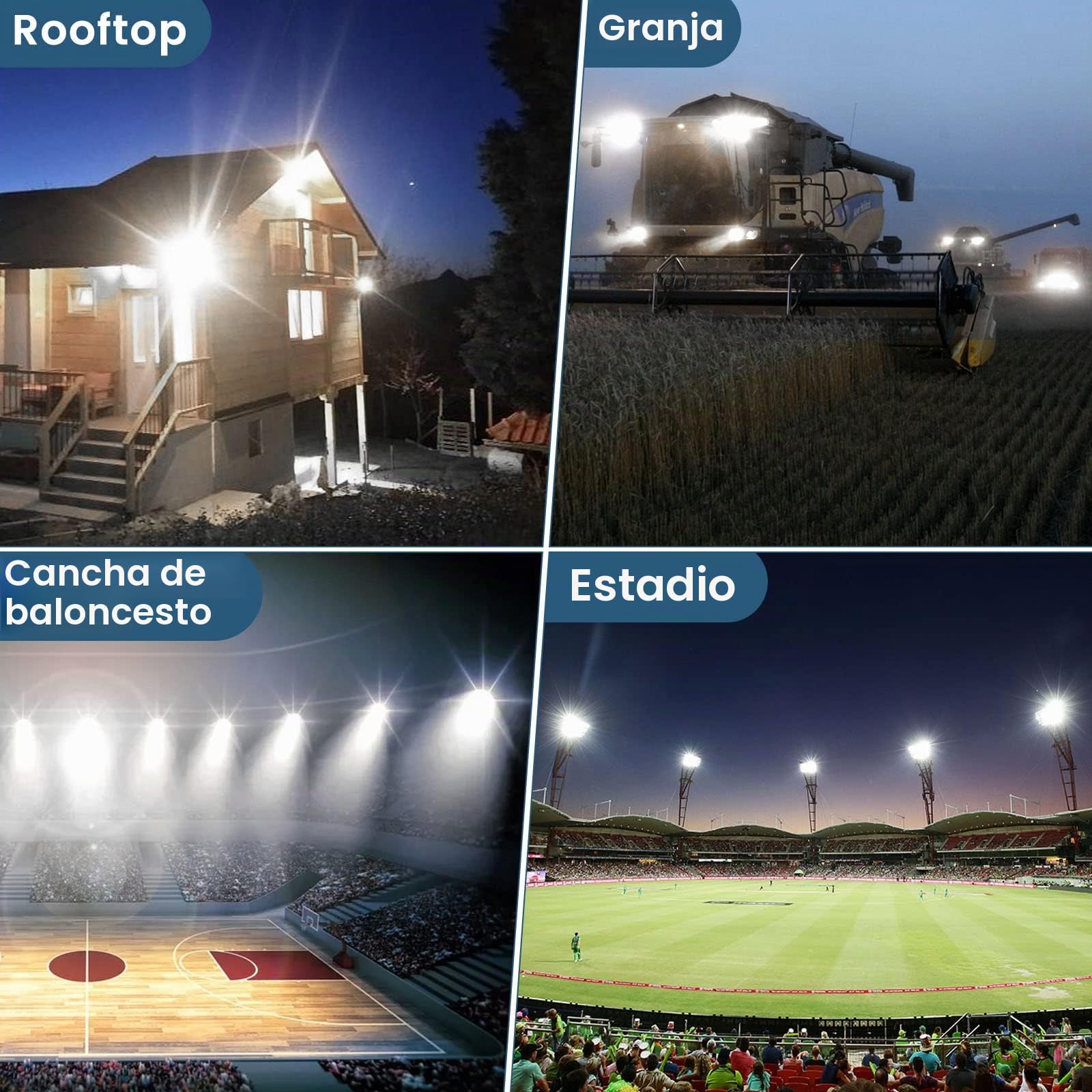 YIQIBRO Focos LED Exterior 400W, 40000LM 6500K Blanco Frío 4 en 1 Luz Exterior con 420 LEDs, IP67 Impermeable 85-265V Lampara LED con Transformador para Jardin Garaje Hotel Fábrica Estadio