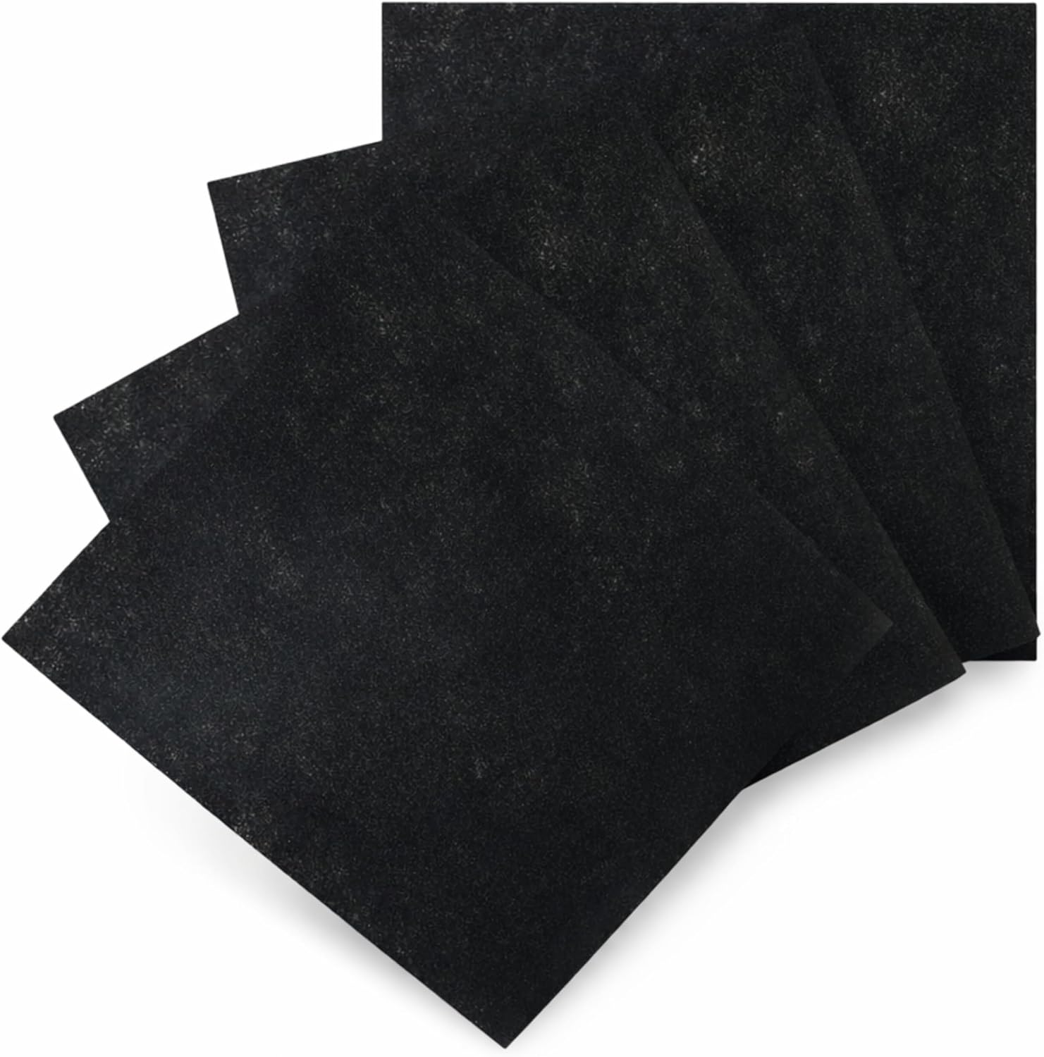 Stack of eight black pre-filters.