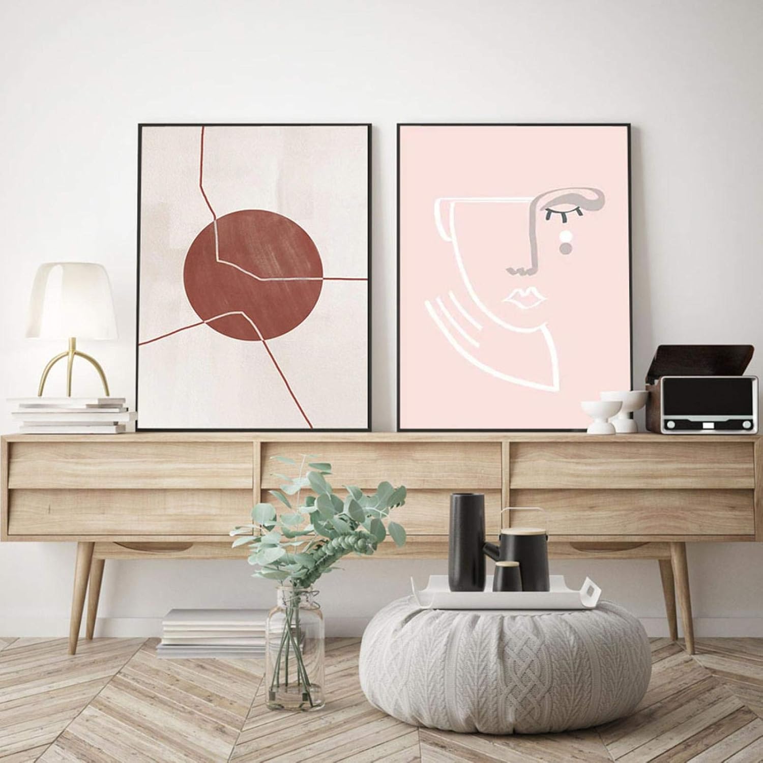 線画北欧ポスター抽象キャンバス絵画太陽プリント女性の顔現代の写真壁のリビングルーム家の装飾60x90cmx2フレームレス