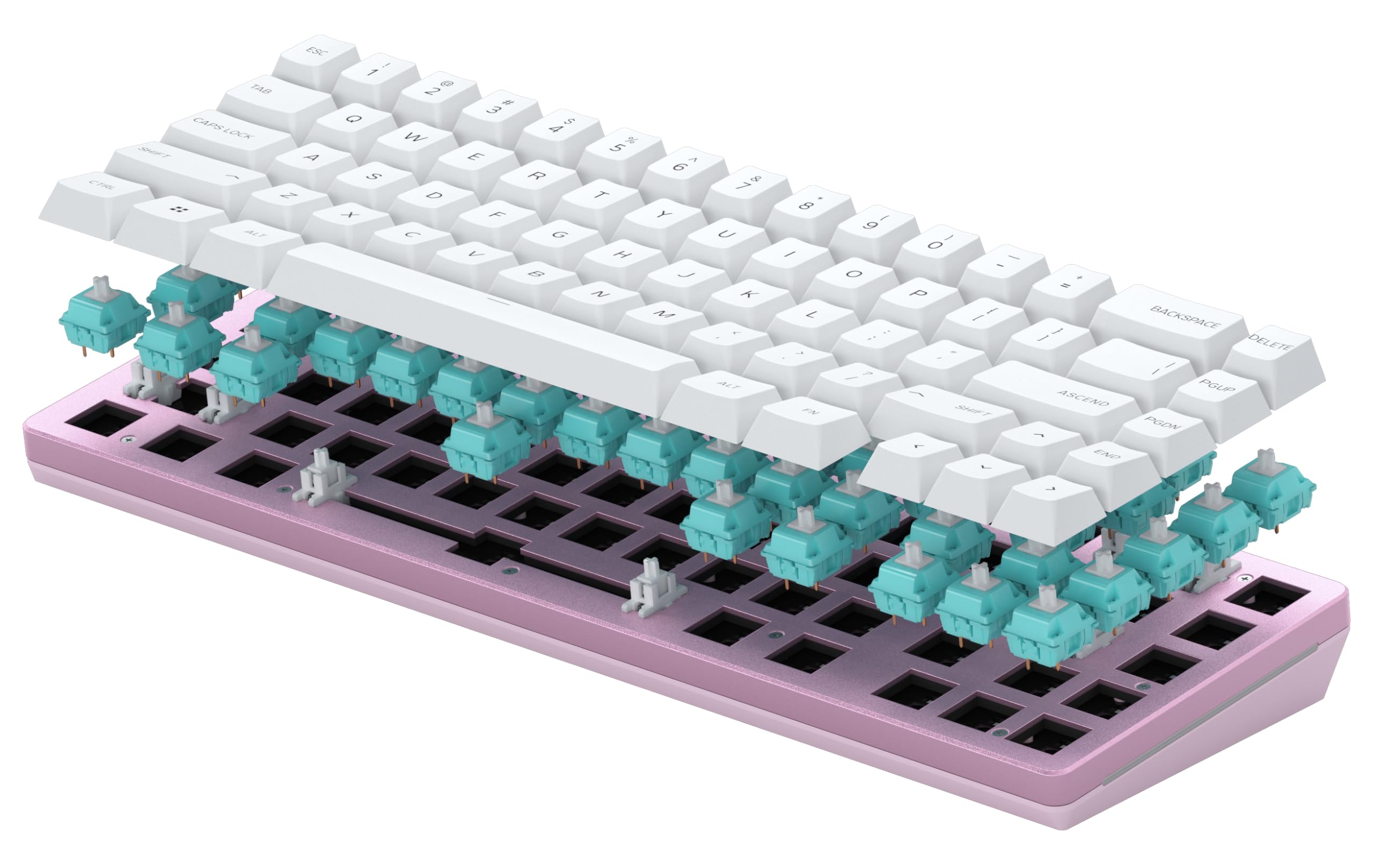 GLORIOUS Gaming GMMK 2 Compact 65% Barebones (solo struttura) - Struttura per tastiera da gaming meccanica, TKL compatta (65%), alluminio, personalizzabile - Layout europeo/internazionale ISO - Rosa