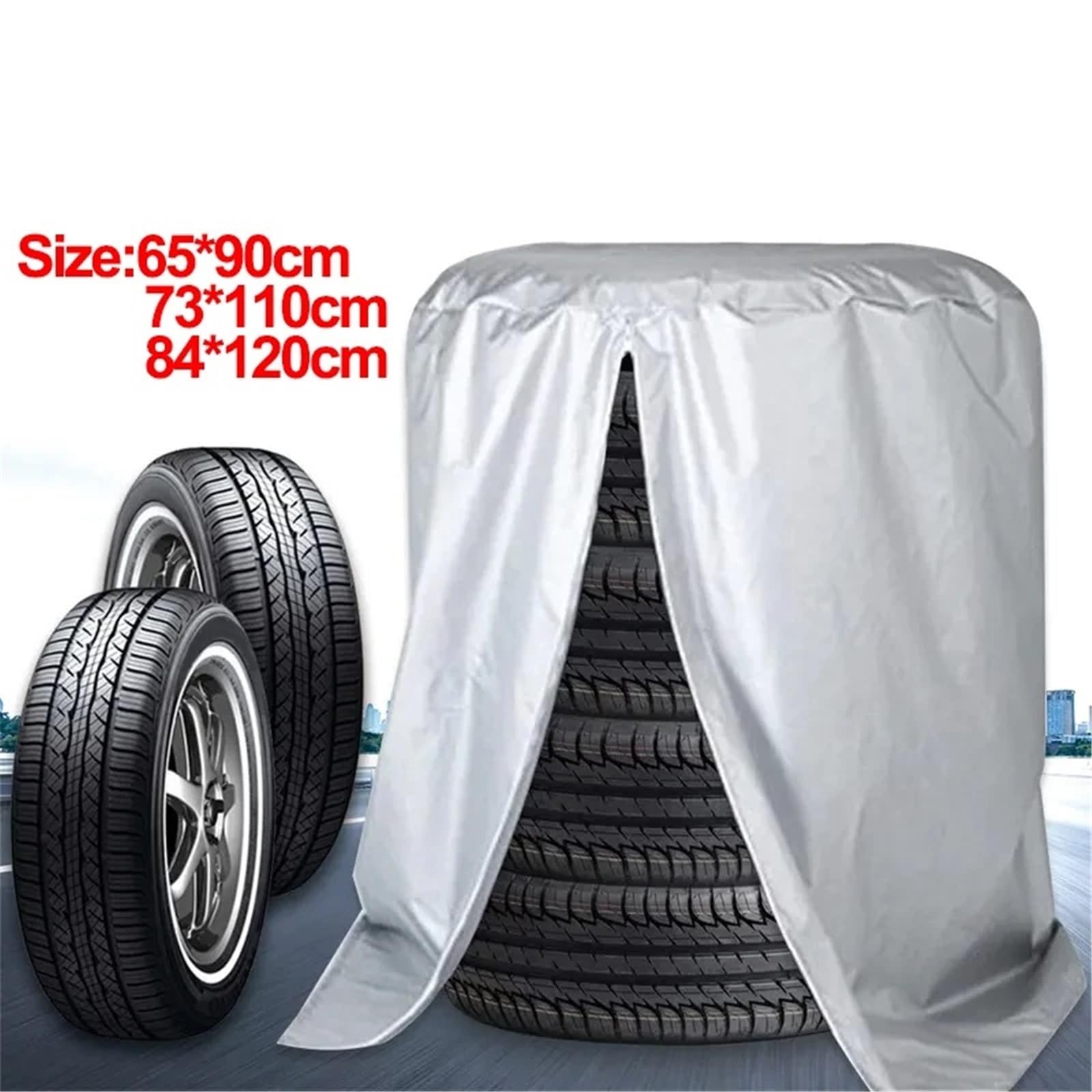 Borsa Pneumatici Copertura for Pneumatici for Auto, capacità 4 Pneumatici, Borsa portaoggetti in Poliestere 210D, Grande capacità, for Esterni(Silver73x110cm)