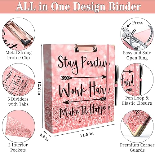 Vista 55 de Lateefah Carpeta de 3 anillas, organizador de carpetas de 1 pulgada para tamaño carta (8.5 x 11 pulgadas) con divisores y bolsillos de 5 pestañas