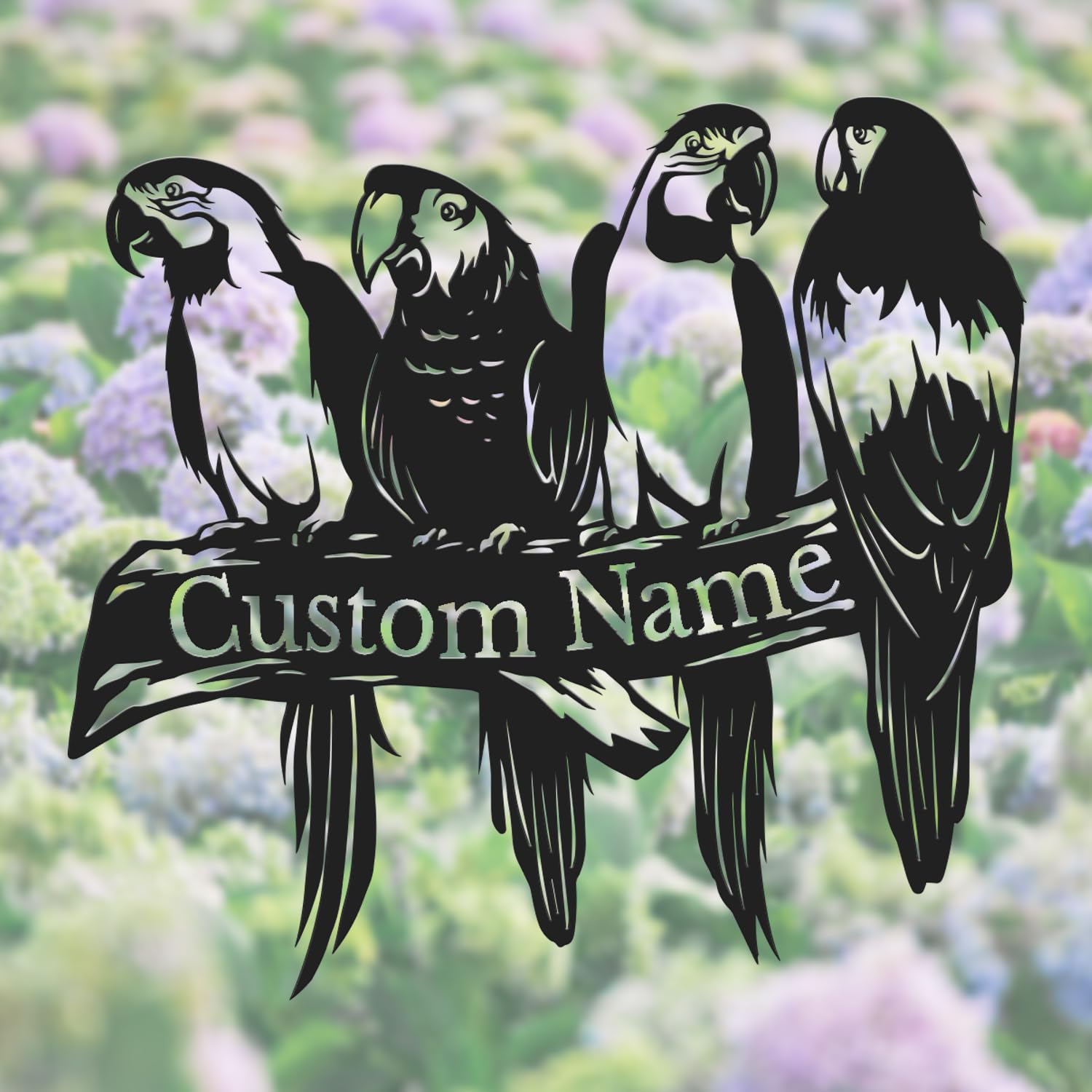 Gewasi Style-4 Personalized Parrot Metal Sign, Tropical Bird Wall Art, Custom Name Plaque, Colorful Beach House Decor, Modern Avian Gift For Bird Lovers (Style-4)