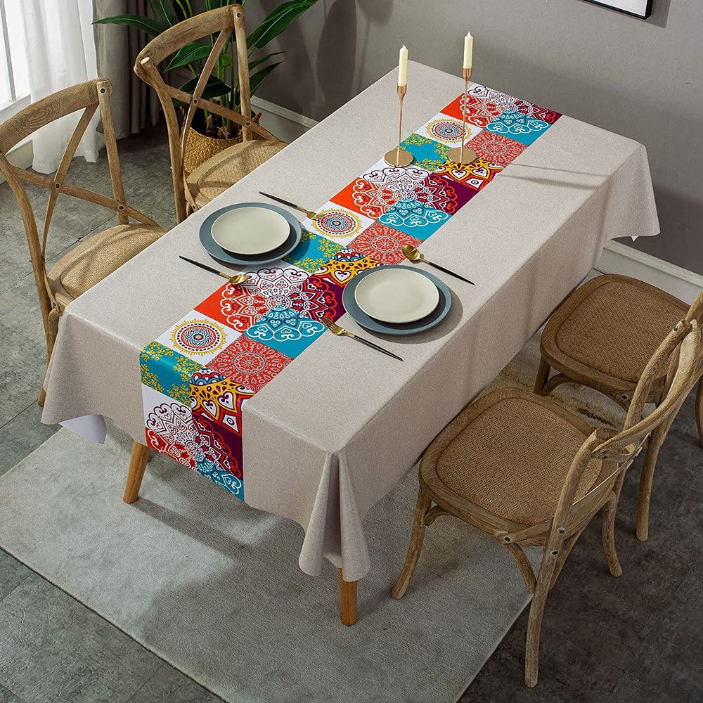 Nappe imperméable et anti-tache en PVC à motif points pour table de salle à manger
