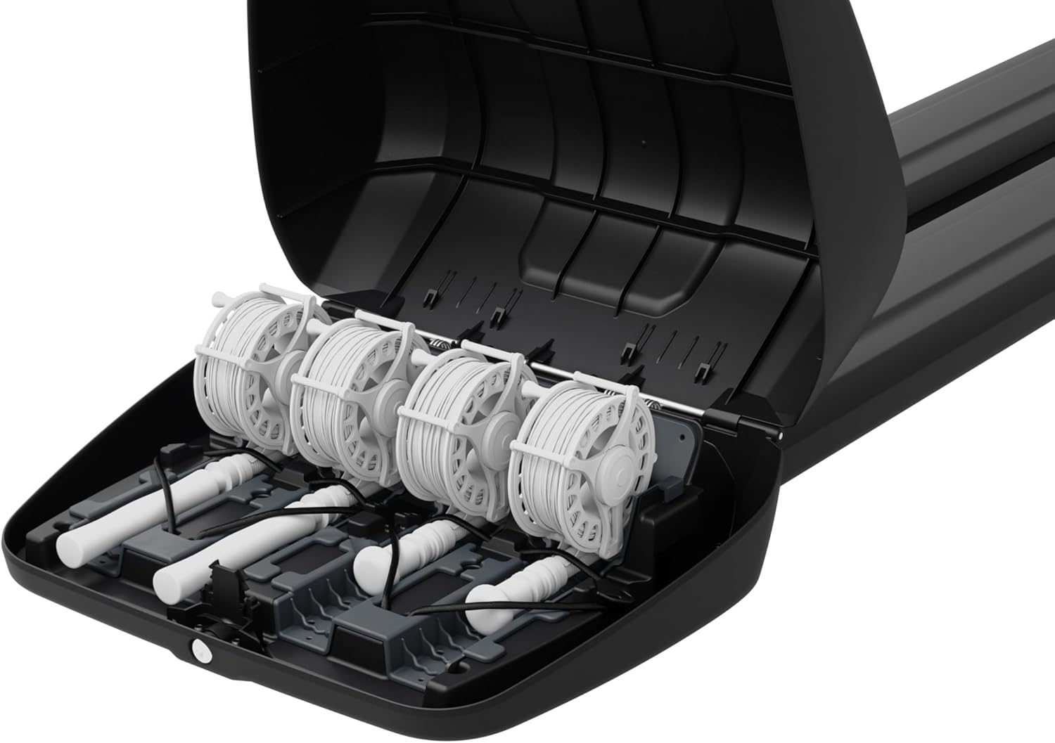 Thule RodVault Fishing Rod roof Rack - Carries Fully Rigged Fly rods up to 10ft - Padded and Lockable Reel Box - Fits Large Guides - Quick and Easy Installation - Corrosion-Resistant Aluminum