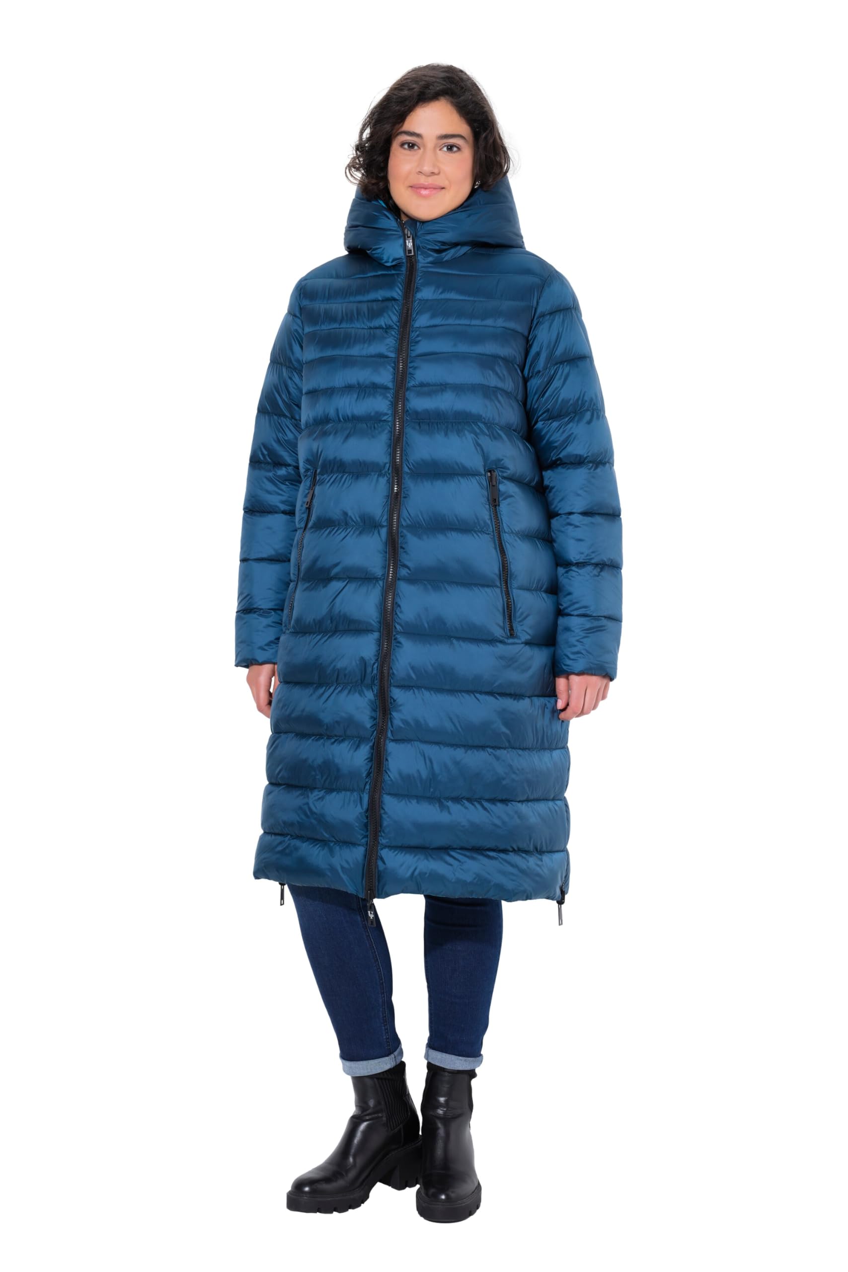 Ulla Popken Damen große Größen Übergrößen Plus Size HYPRAR Wende-Steppmantel, A-Linie, wasserabweisend 833359