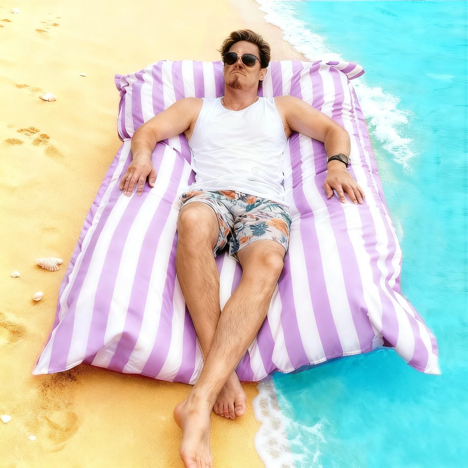 SXBCyan 140x180cm Floating Bean Bag Cover for Swimming Pool with Inner Liner No Filler -Reusable Bean Bag for Swimming- Floating Bean Bags Pouf Cover