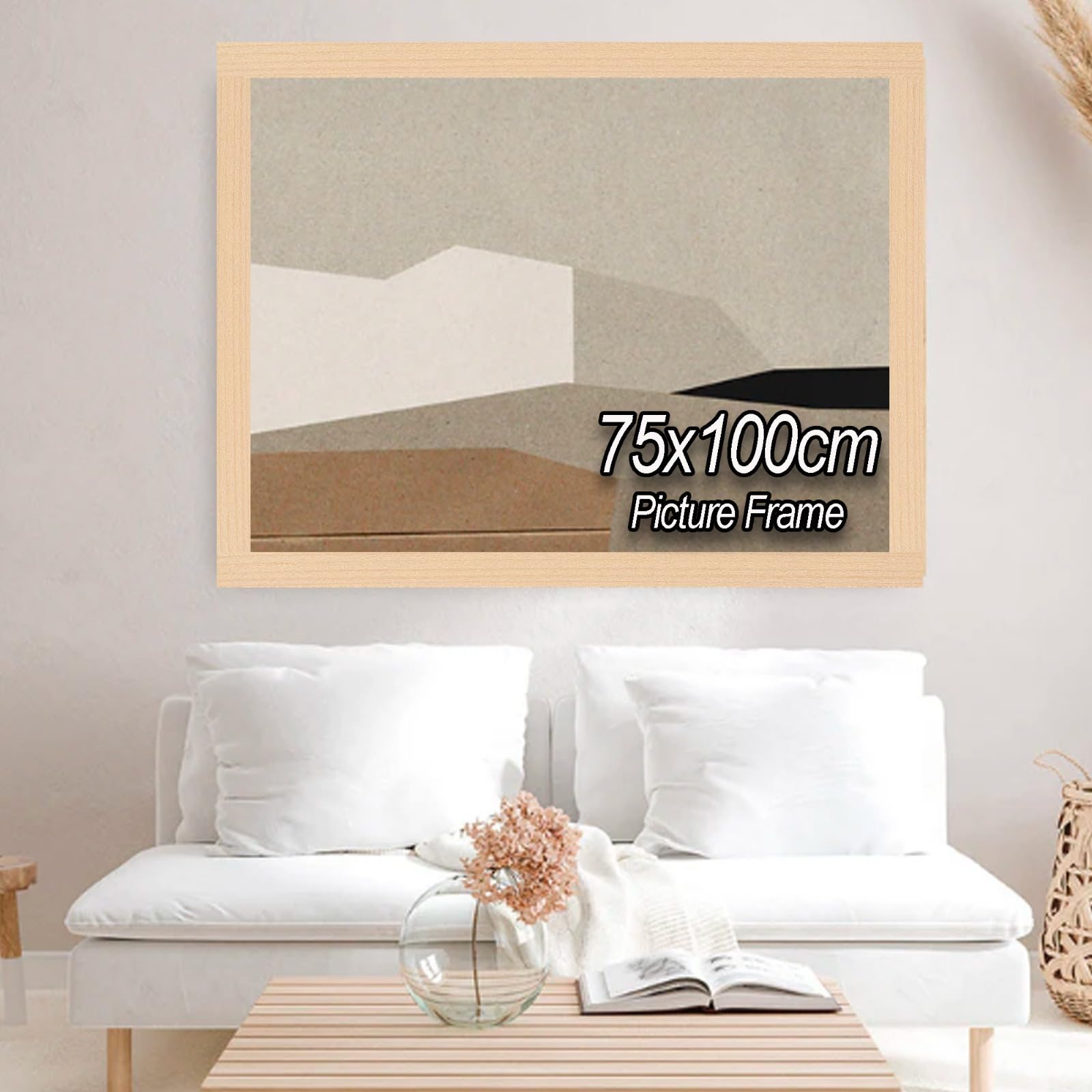 Picture Frame 75x100cm Large Photo Frames With Safe Plexiglass Front 30x15mm Moulding Large Poster Frames - 100x75cm Photo Frame - 75x100 Oak Frame