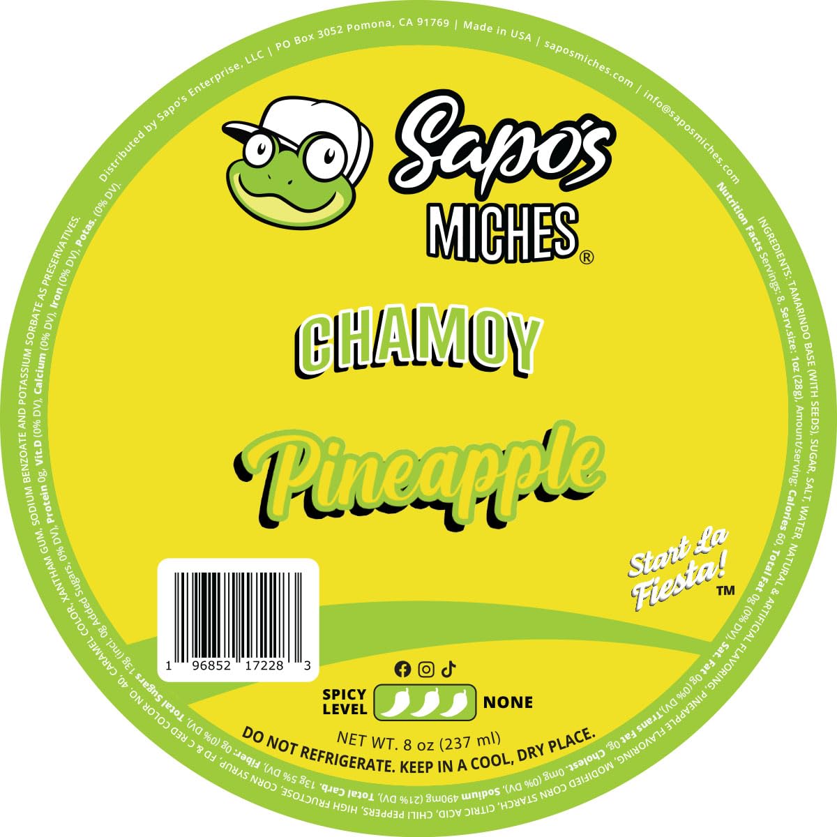 Sapo's MichesChamoy Rim Dip - Tamarind Candy Sauce for Drinks, Micheladas & Cocktails, 8 oz (Pineapple)