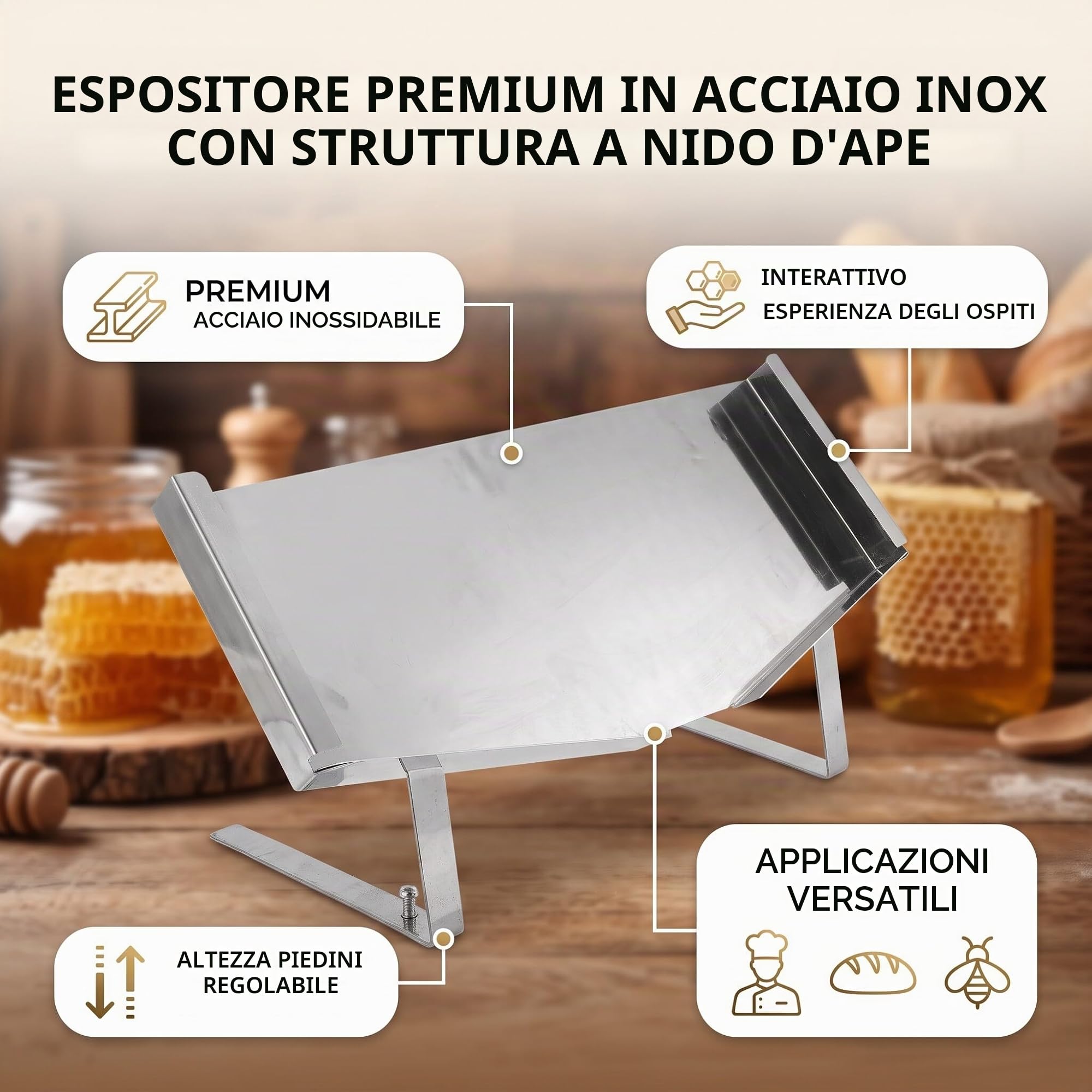 HEEPDD Supporto per Telai da, Porta Favetti in Acciaio Regolabile per Visualizzazione Ristoranti Panetterie
