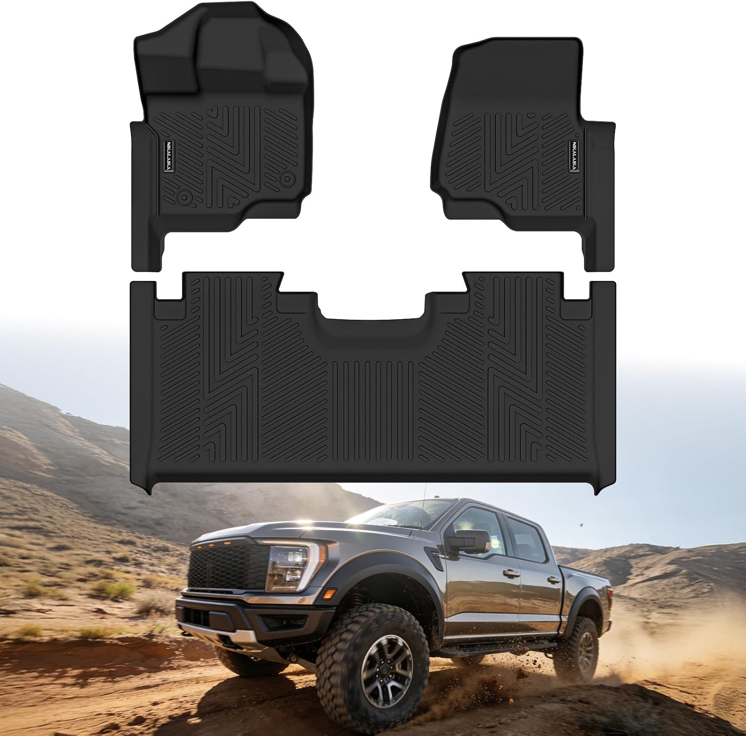 Floor Mats for 2015-2025 Ford F150 Super Cab/Extended Cab (Not for SuperCrew Cab), All Weather TPE Rubber Floor Liners Anti-Slip Automotive Mats for Ford F-150 XL, XLT Accessories,Black Car Mat 3PCS