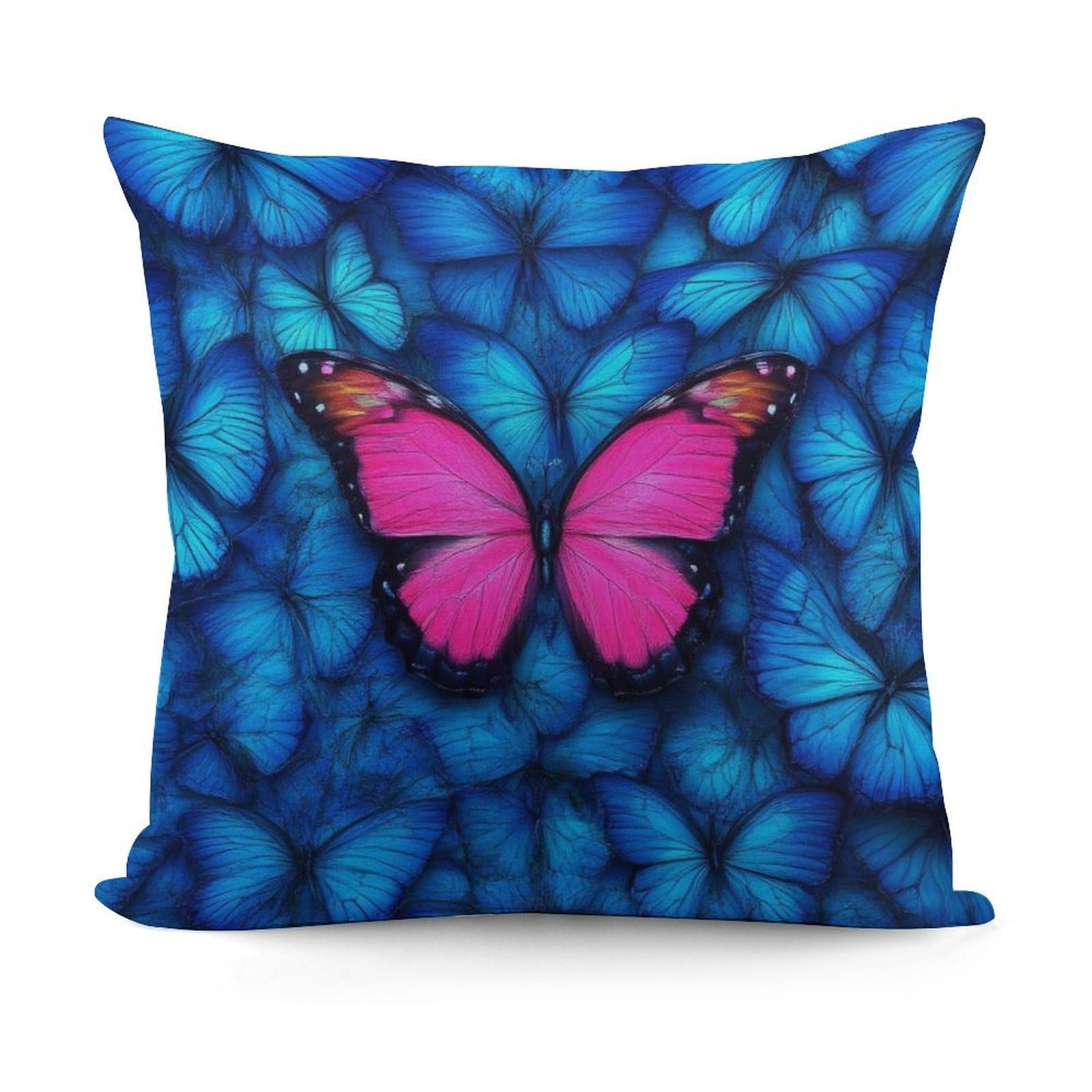 Smazdfxx Picture(720) Plush Decorative Throw Pillow Covers Couch Cushion Case Modern Home Decor For Sofa Soft Red And Blue Butterfly Pillowcases