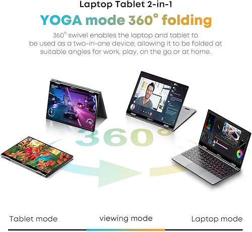 Miniatura 4 de CHUWI MiniBook X - Laptop con pantalla táctil 2 en 1, SSD de 512 GB, 12 GB de RAM, Intel N100 (hasta 3.4 GHz), portátil convertible Windows 11 de