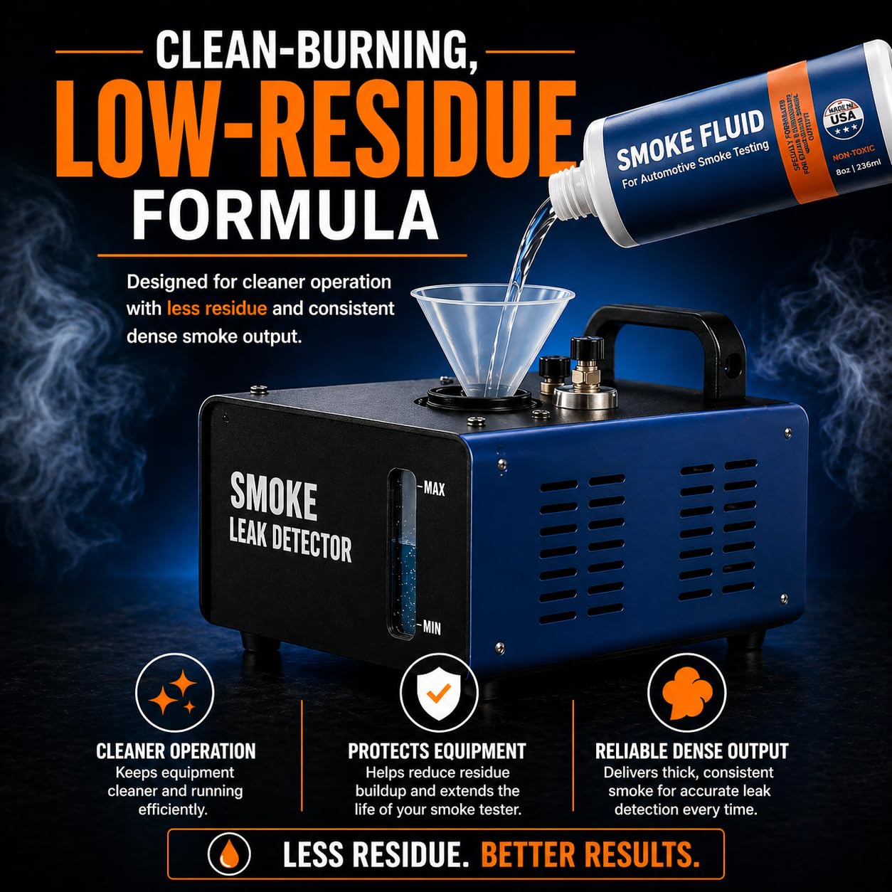 Samorillo Solución de líquido de Humo para Pruebas de máquinas automotrices, Fabricado en Estados Unidos, Recambio líquido de 8 onzas diseñado EVAP, vacío, Combustible, admisión, Escape, Sistemas