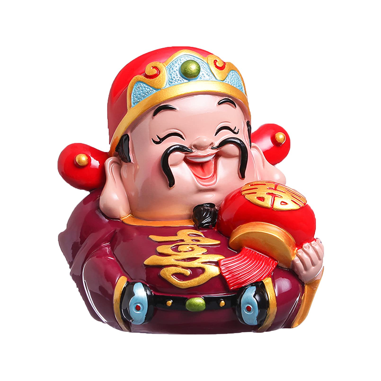 Zhao CAI God of Wealth God of Fortune Wencaishen Caishen Feng Shui Decor Feng Shui CAI Shen Statue Feng Shui Gift Home Office Decorative 3.7X3.9Inches,Red
