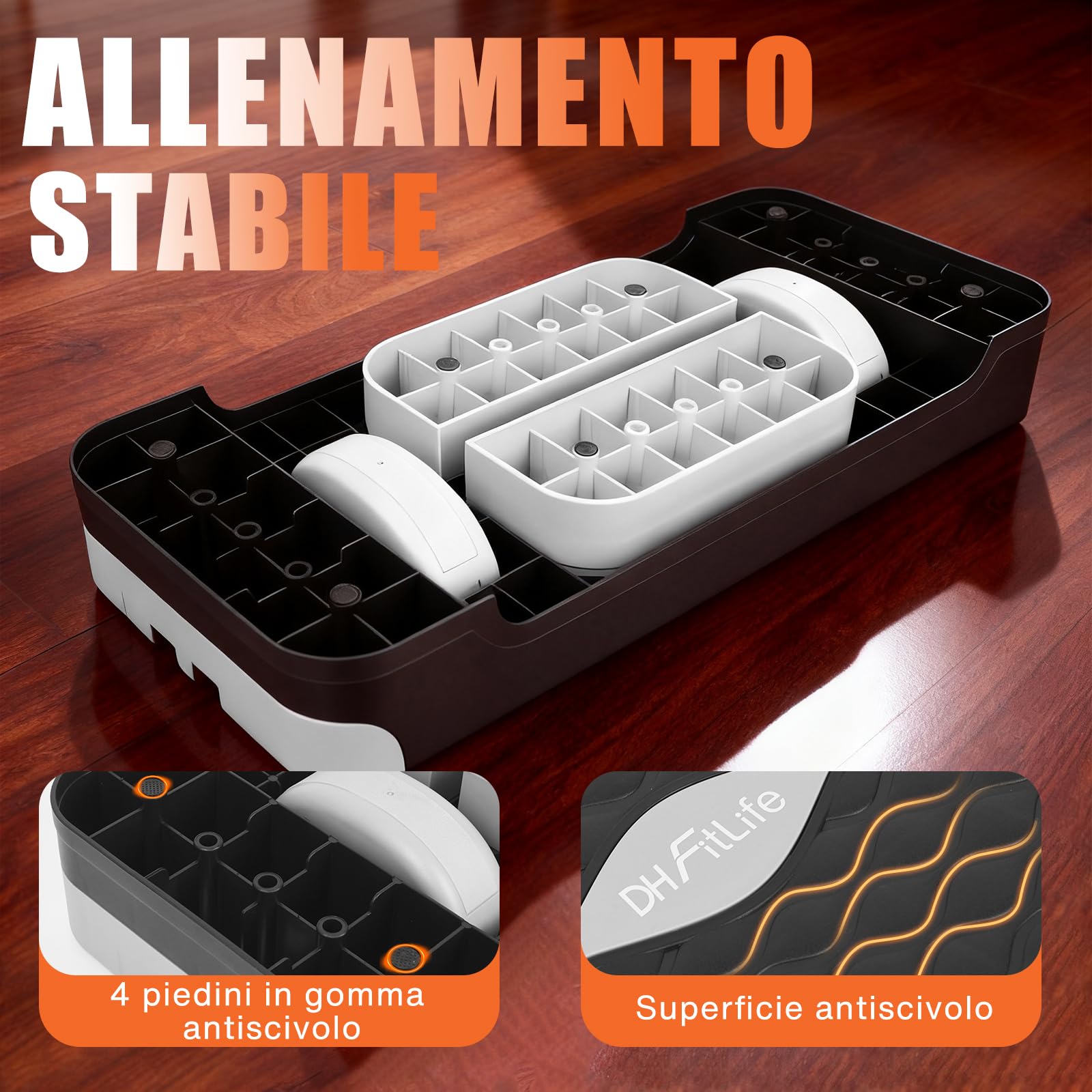 DH FitLife Stepper Fitness da Casa con Allenamento dell’Equilibrio | Pedana Step Regolabile 10/15 cm | Stepper Aerobico e Step Up Board | Piattaforma Step per Allenamento Fitness e Coordinazione