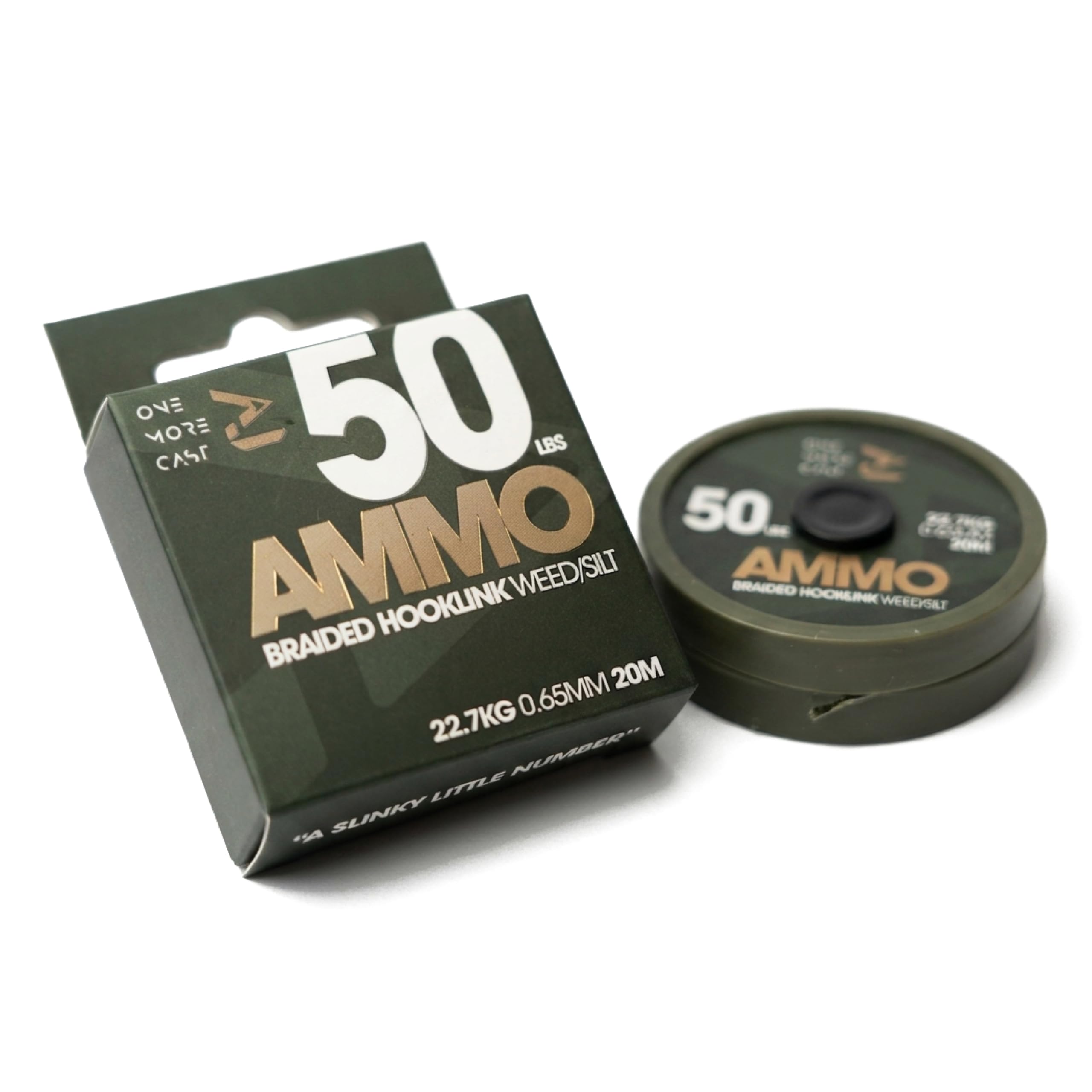OMC AMMO Camo Braided Hooklink (25lb & 50lb | Weed, Silt & Gravel/Clay) 20m – High Strength Carp & Catfish Fishing Braid for Solid Bag, Combi Rigs
