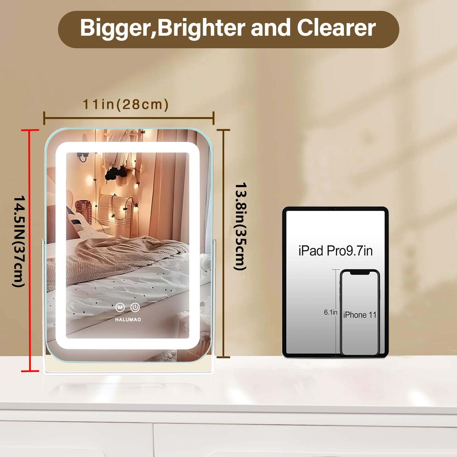 Amazon.co.jp: halumao バニティメイクアップミラー ライト付き LED