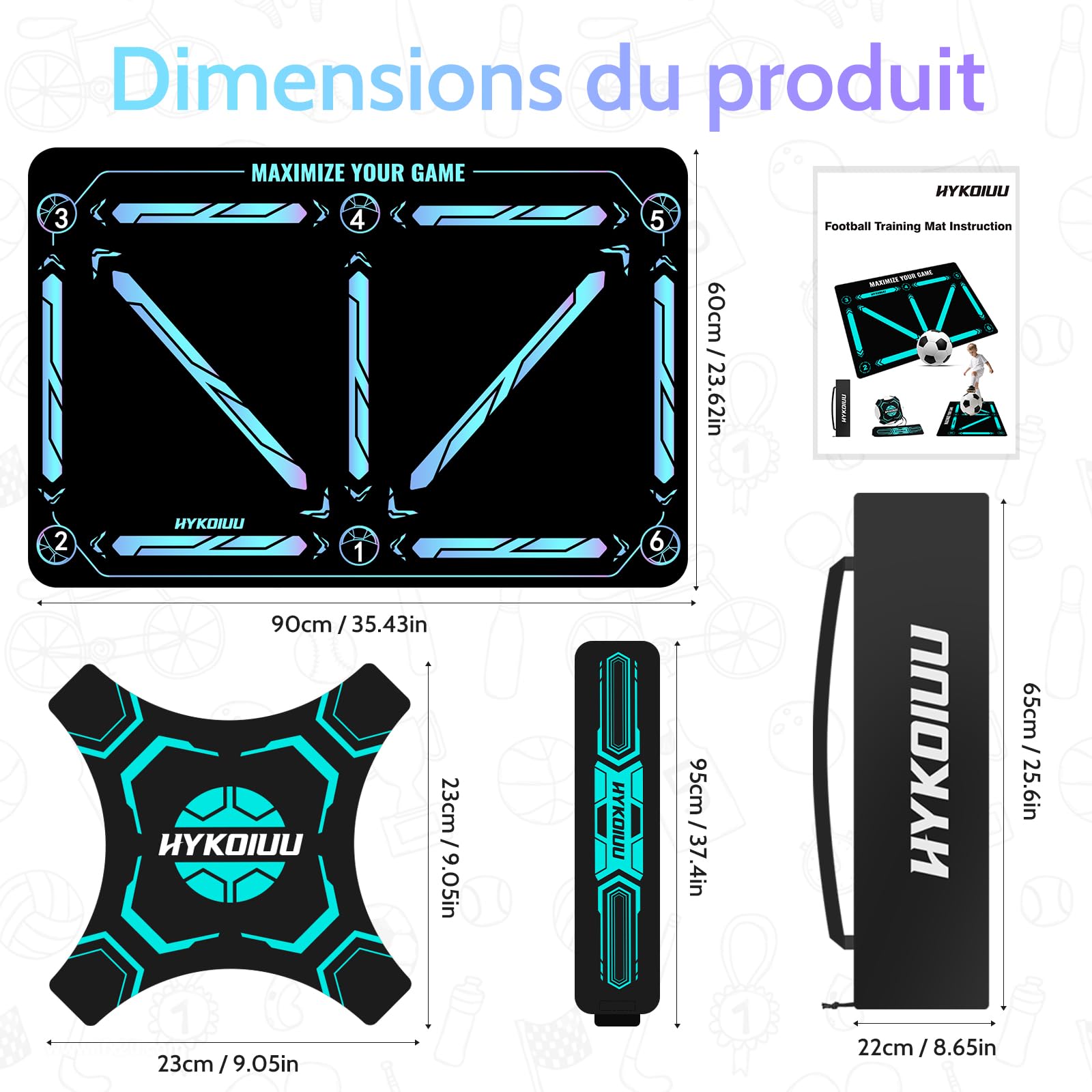 Tapis Foot Entrainement Avec des vidéos d'entraînement Tapis Entrainement Football Accessoire – Pas De Football & ContrôLe Du Ballon Dribble Football – Tapis D’EntraîNement Pour Cadeau Football Enfan