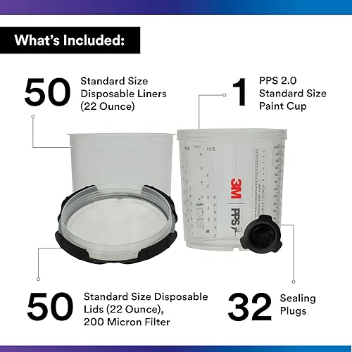 Miniatura 2 de 3M - Conjunto de vaso de PPS 20 tapas y forros de pistola de pulverización