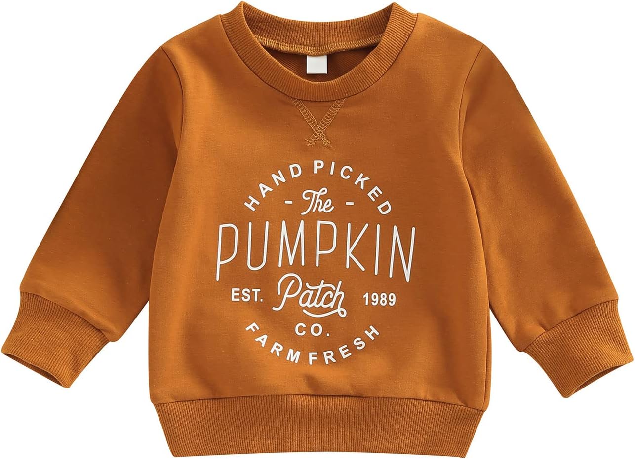Ayalinggo Toddler Infant Baby Girl Boy Halloween Outfit Pumpkin Sweatshirt Oversized Onesie Bubble Romper Sweater Clothes