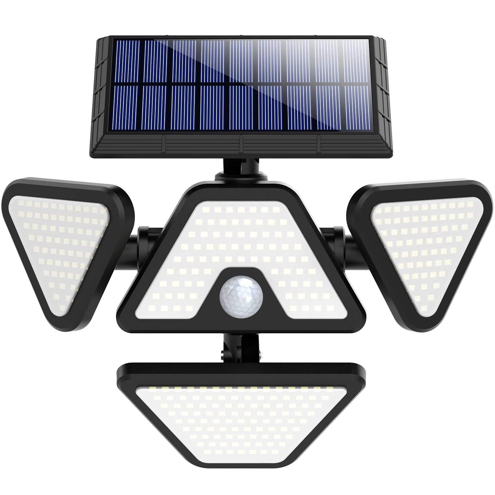 Luposwiten IP65 Waterproof Solar Lights Outdoor, 302 LED Motion Sensor Outdoor Lights 4 Heads Solar Outdoor Lights with 270°Wide Angle Illumination for Yard, Patio, Fence, Deck, Garage, Garden