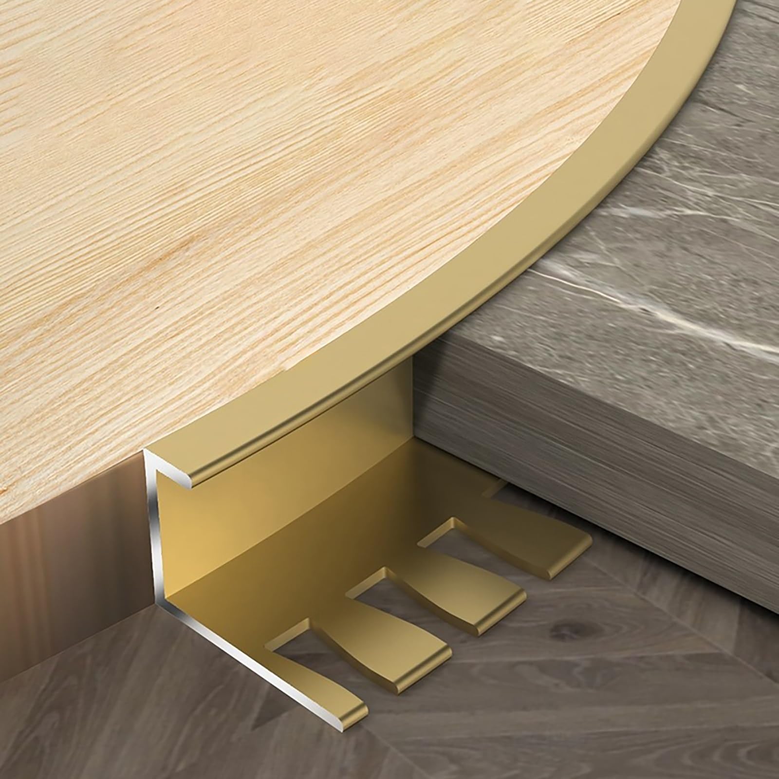 Tiras De Acabado para Baldosas De Alto Rendimiento Flexibles 90 Cm* 3 Piezas Perfil En C Protección De Bordes Y Cobertura De Juntas De Piso Ideal para Reformas(Gold,H:12.5MM)