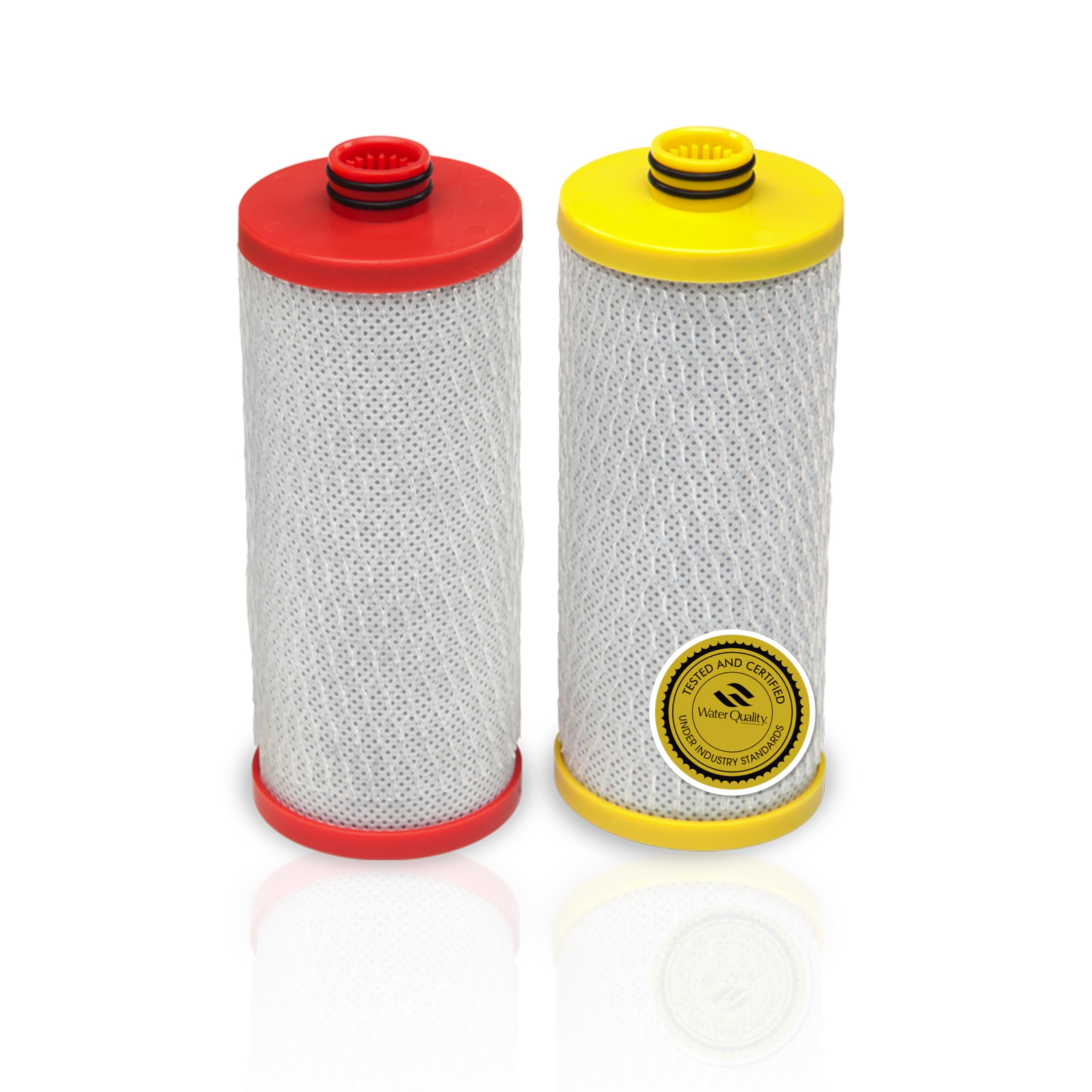 Aquasana Replacement Filter Cartridges for 2-Stage Under Sink Water Filtration System - Filters 99% of Chlorine - 2 Count - AQ-5200R, Red and Yellow