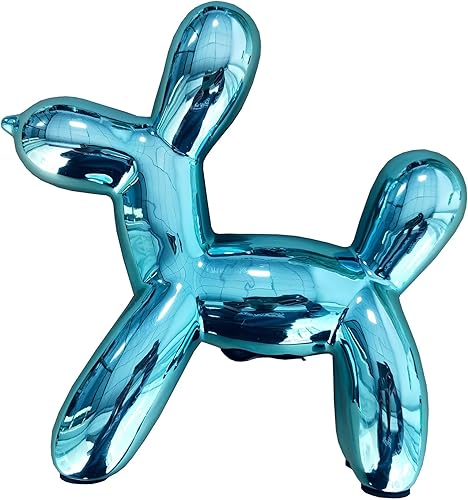 Globo de perro con acabado metálico, alcancía de cerámica, caja de regalo, 8.5 x 8.5 pulgadas (azul)