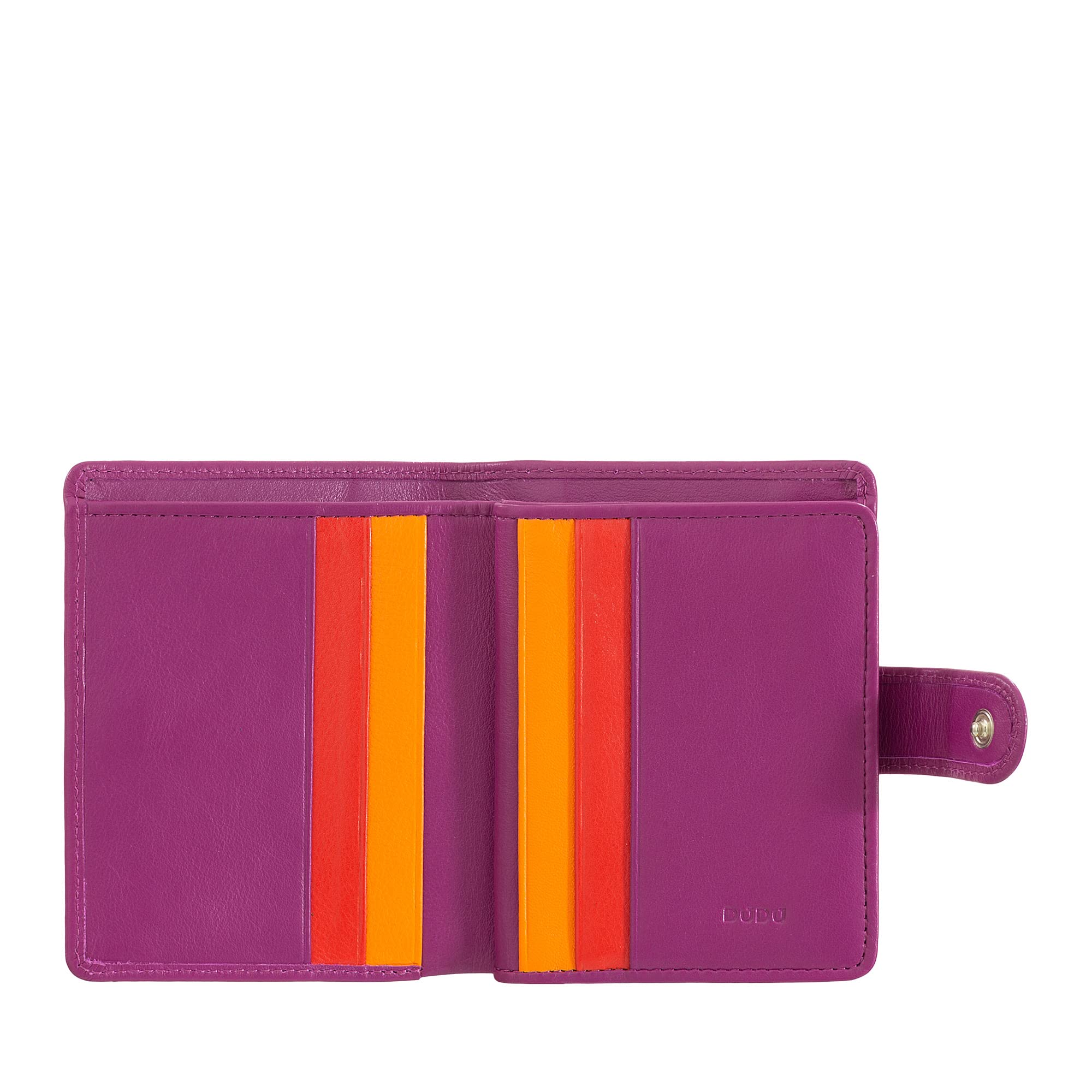 DUDU Portafoglio Donna in Pelle Vera Piccolo Portacarte in Pelle RFID con Cerniera Portamonete Banconote, Chiusura Esterna Fucsia
